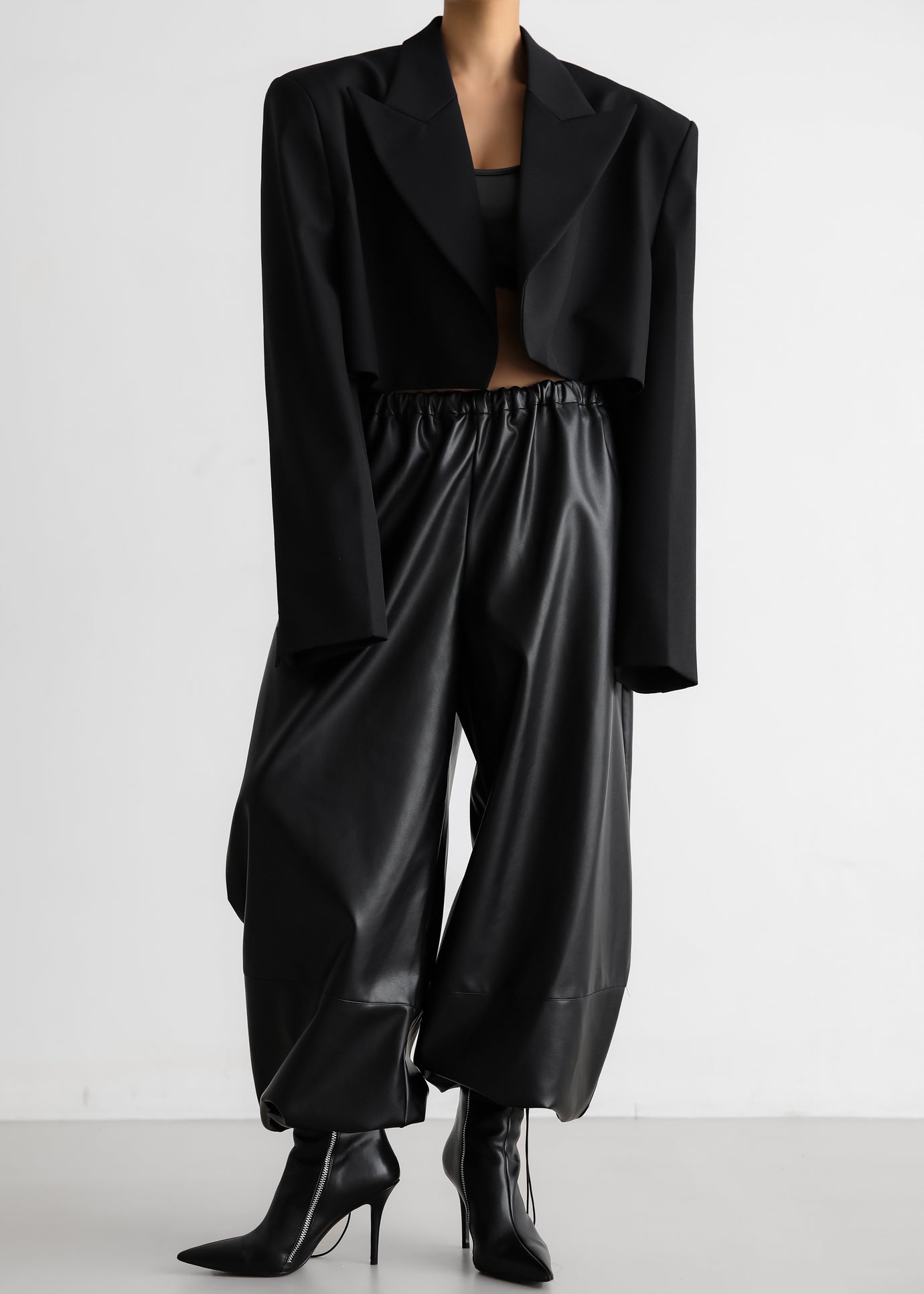 Briar Faux Leather Balloon Pants - Black - 1