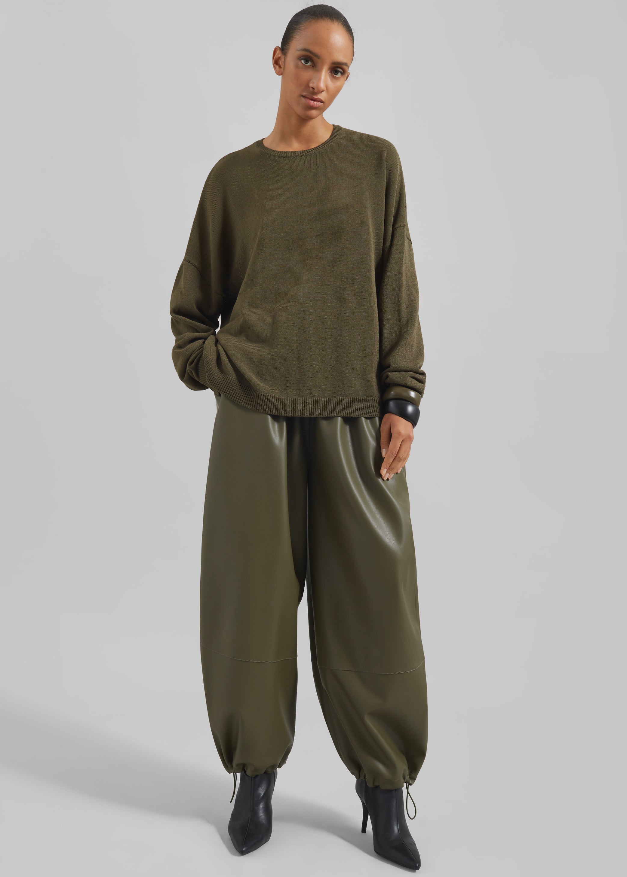 Shop the look image for Briar Faux Leather Balloon Pants - Khaki