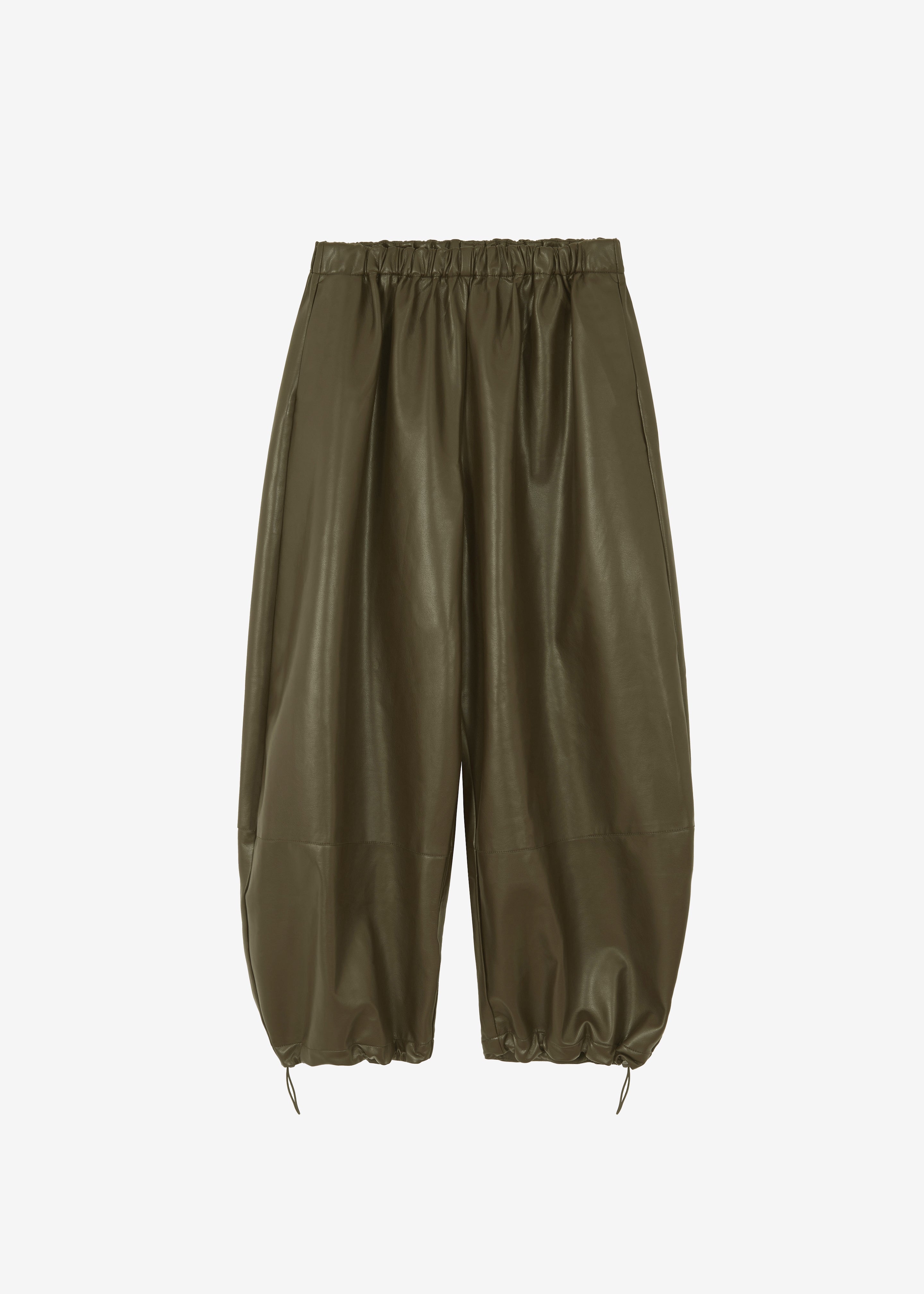 Briar Faux Leather Balloon Pants - Khaki - 8