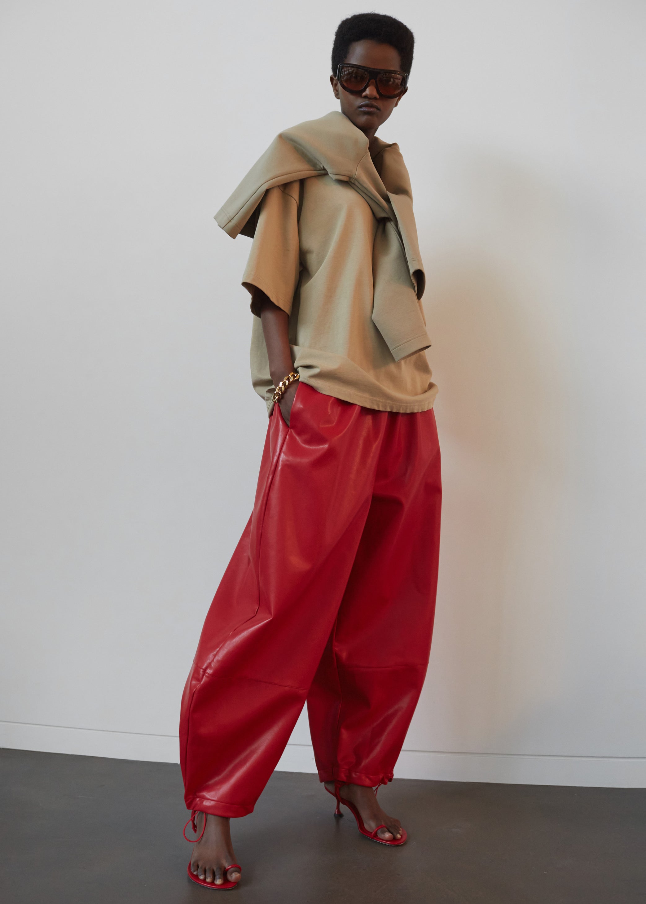 Shop the look image for Briar Faux Leather Balloon Pants - Red