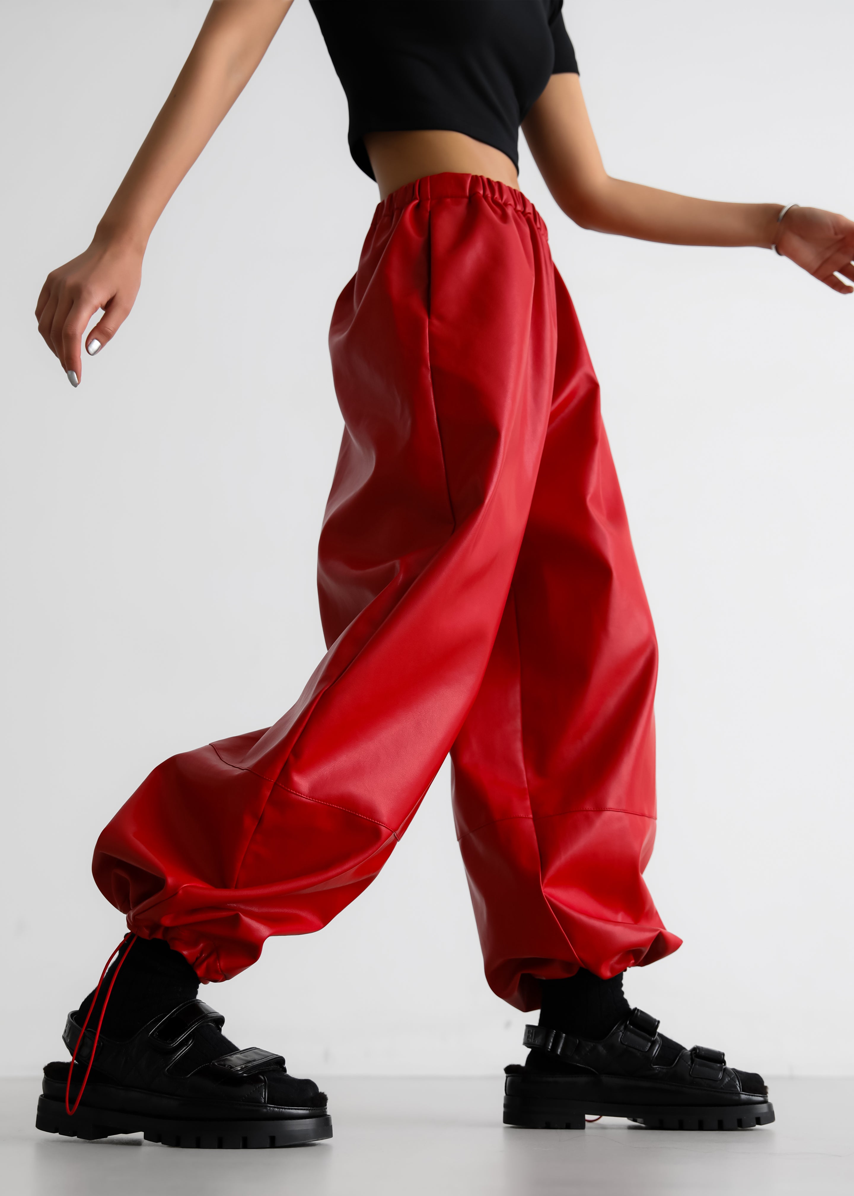 Briar Faux Leather Balloon Pants - Red – The Frankie Shop