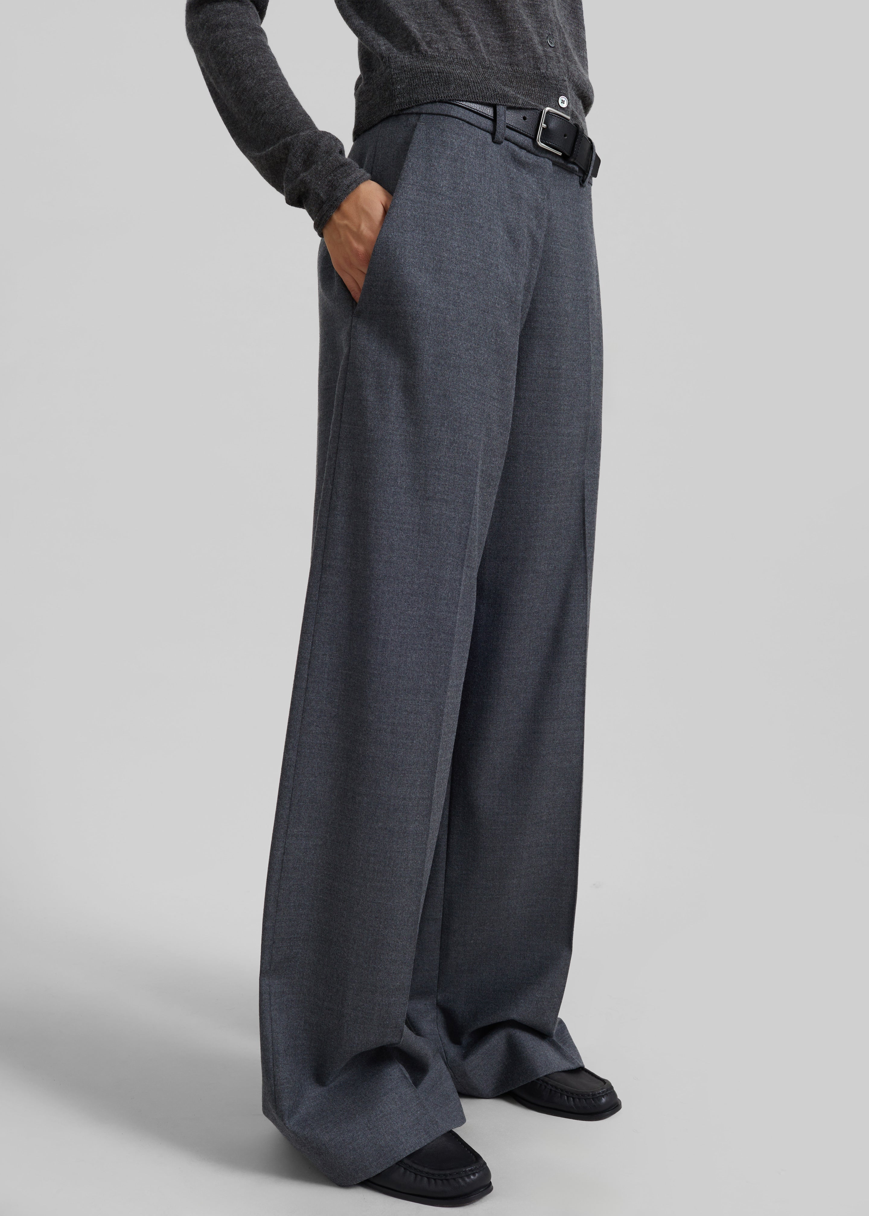 Brickell Flannel Trousers - Grey Melange – The Frankie Shop