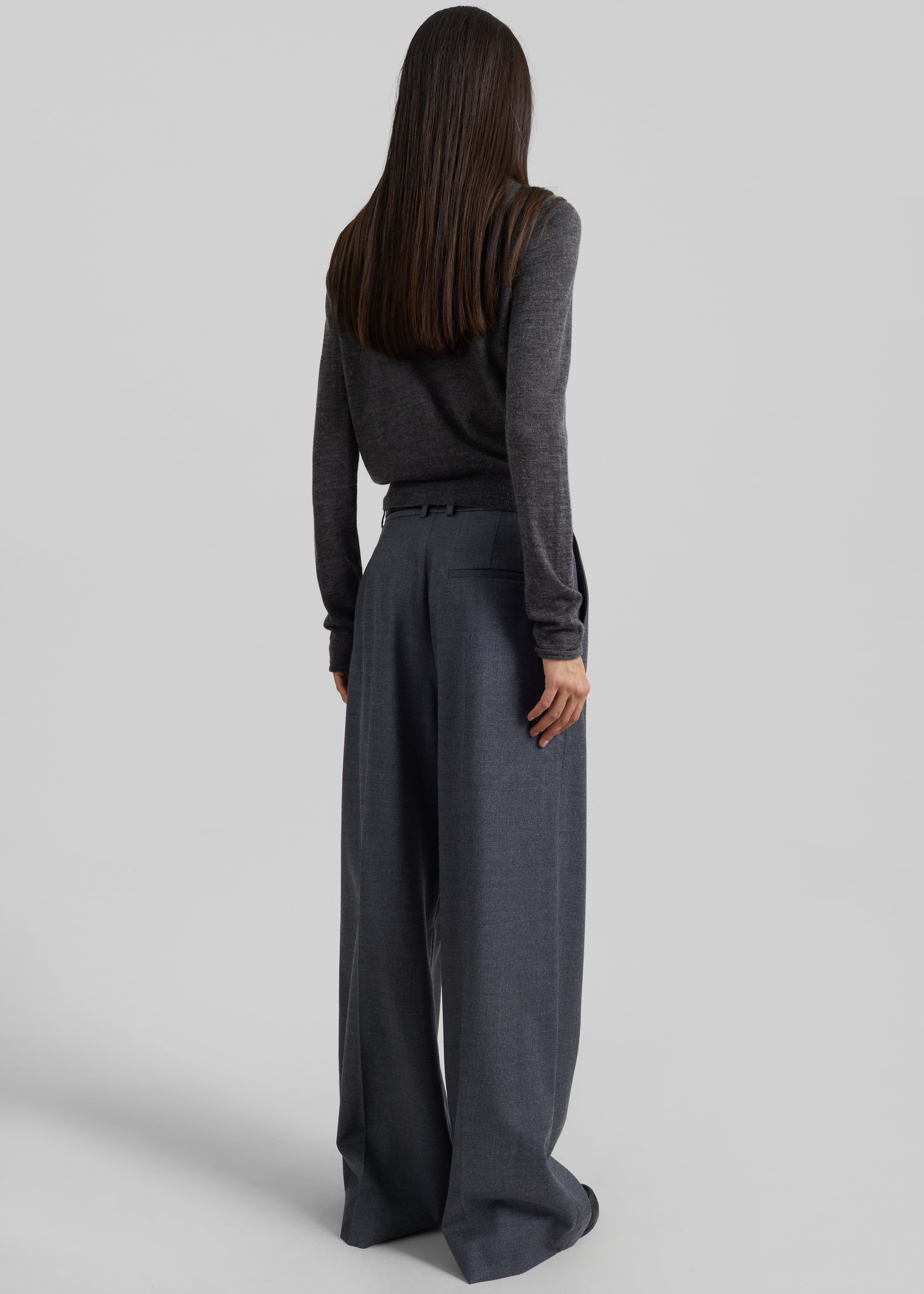 Brickell Flannel Trousers - Grey Melange - 7