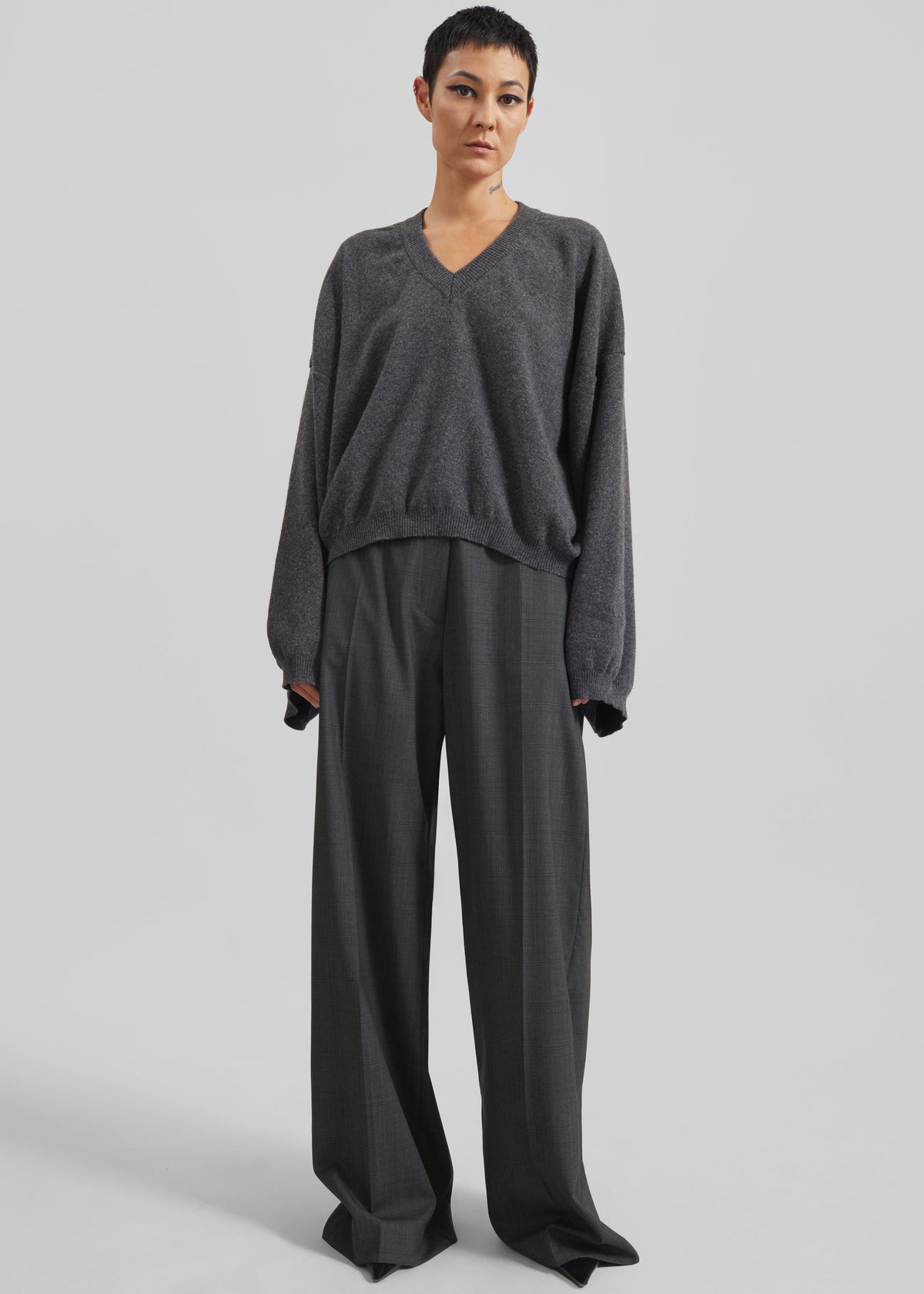 Brickell Plaid Trousers - Dark Grey - 2