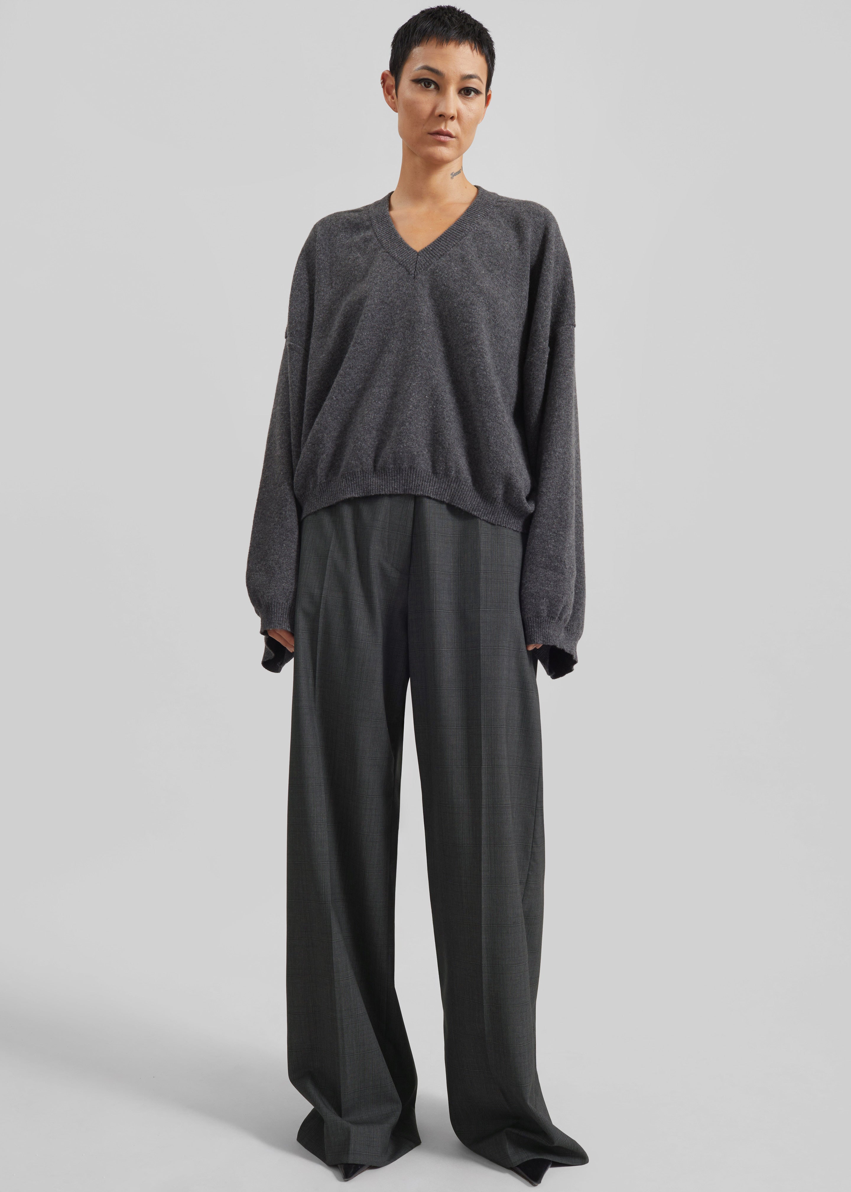 Brickell Plaid Trousers - Dark Grey - 2