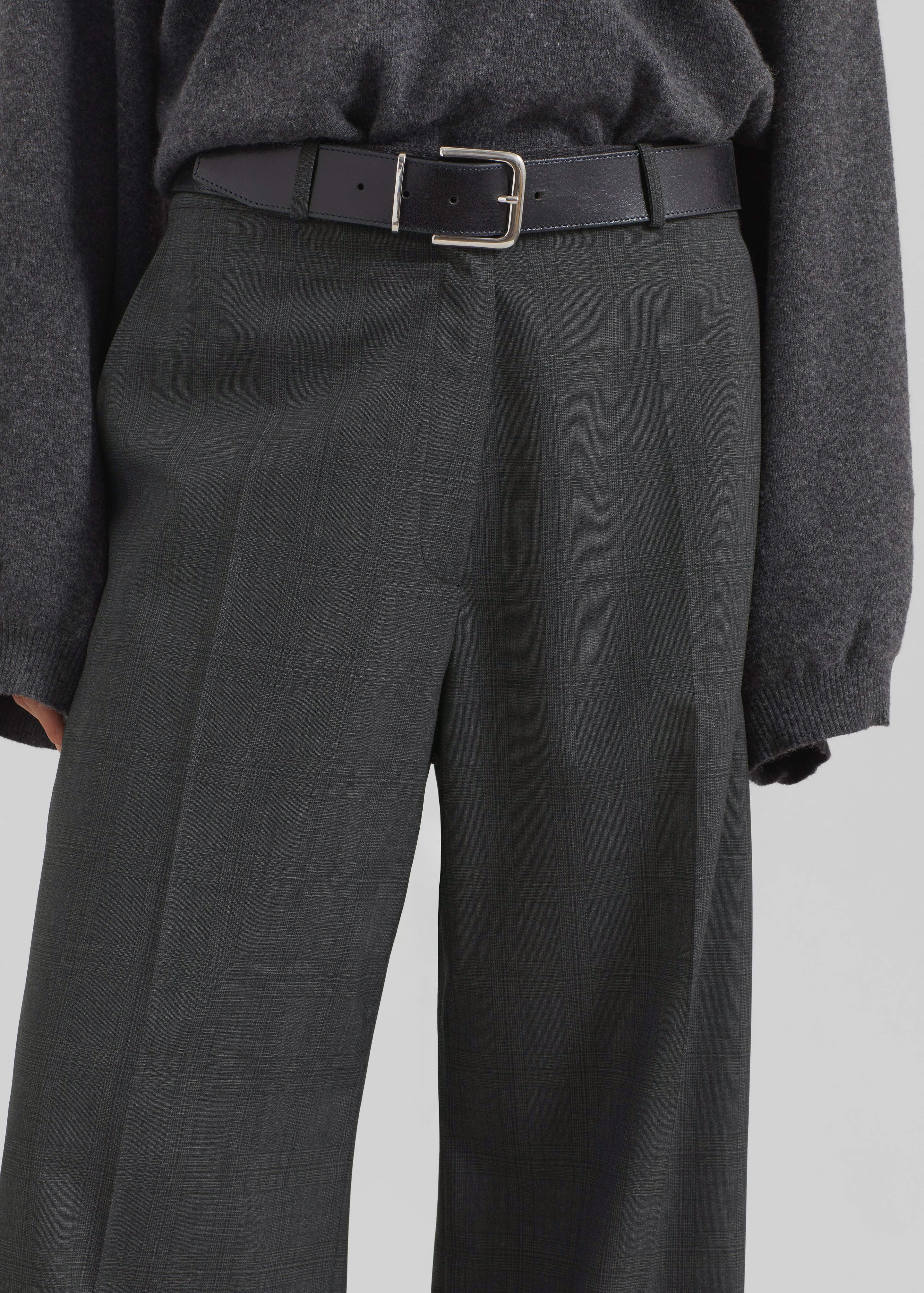 Brickell Plaid Trousers - Dark Grey – The Frankie Shop