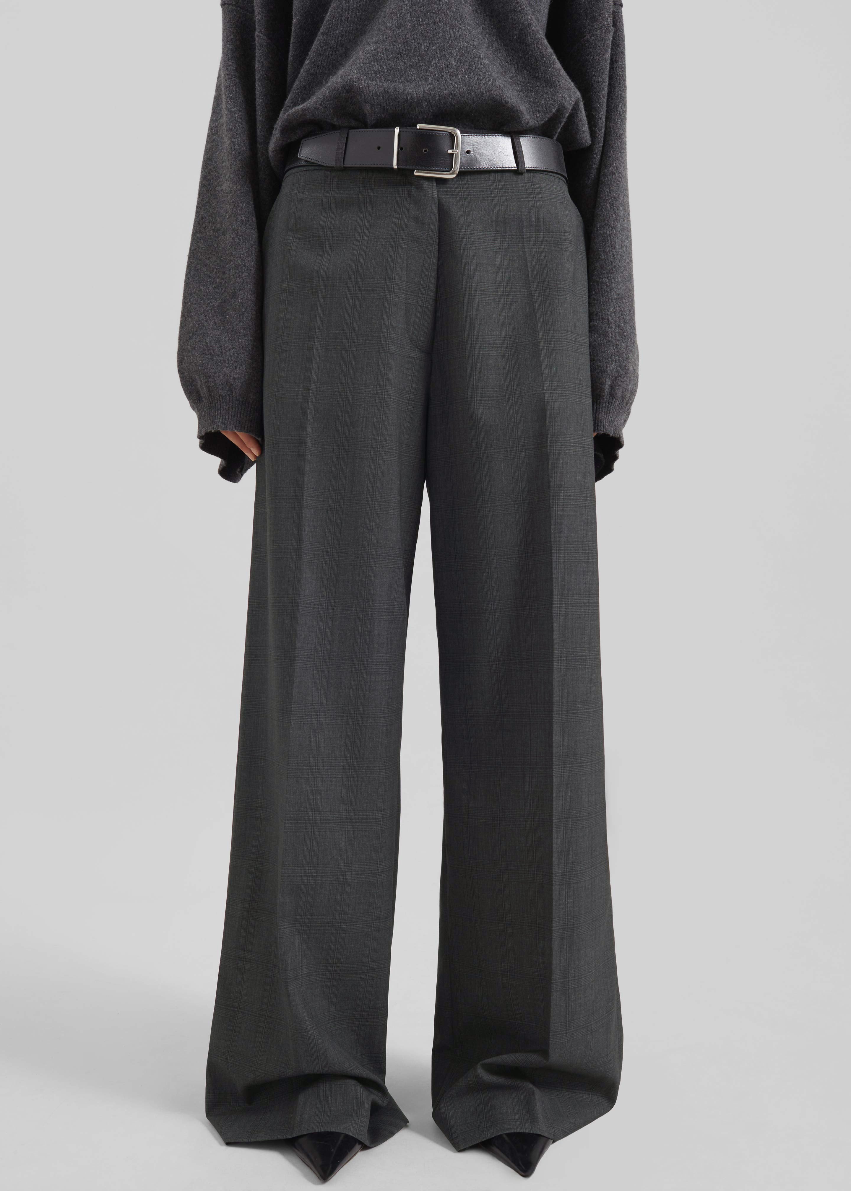 IRENE Tweed Knit Pants ダークグレー Brickell Plaid Trousers - Dark Grey – The Frankie Shop