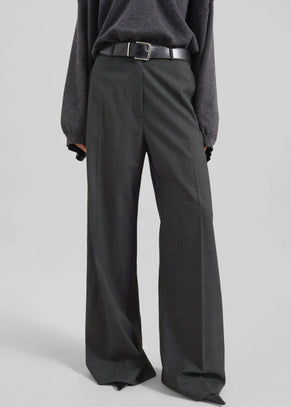 Brickell Plaid Trousers - Dark Grey