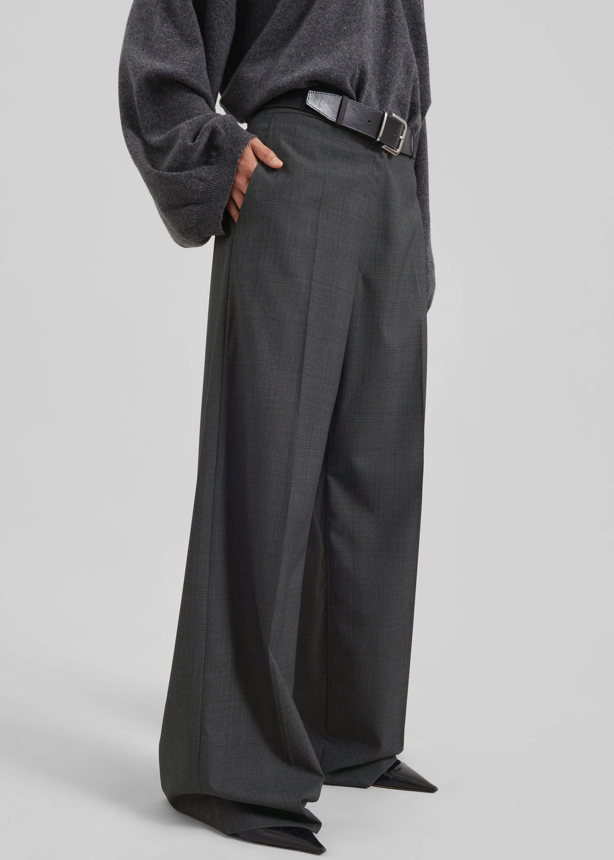 Brickell Plaid Trousers - Dark Grey - 8