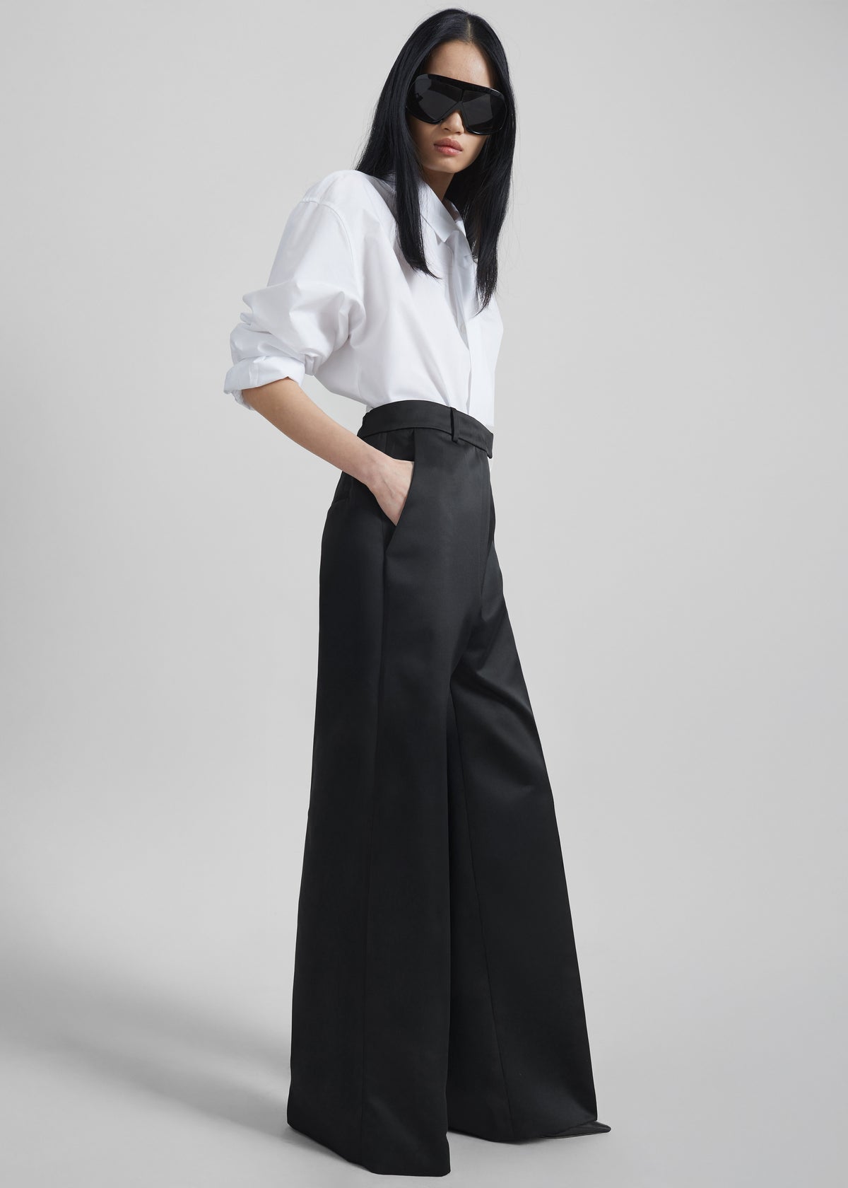 Brickell Satin Trousers - Black - 1