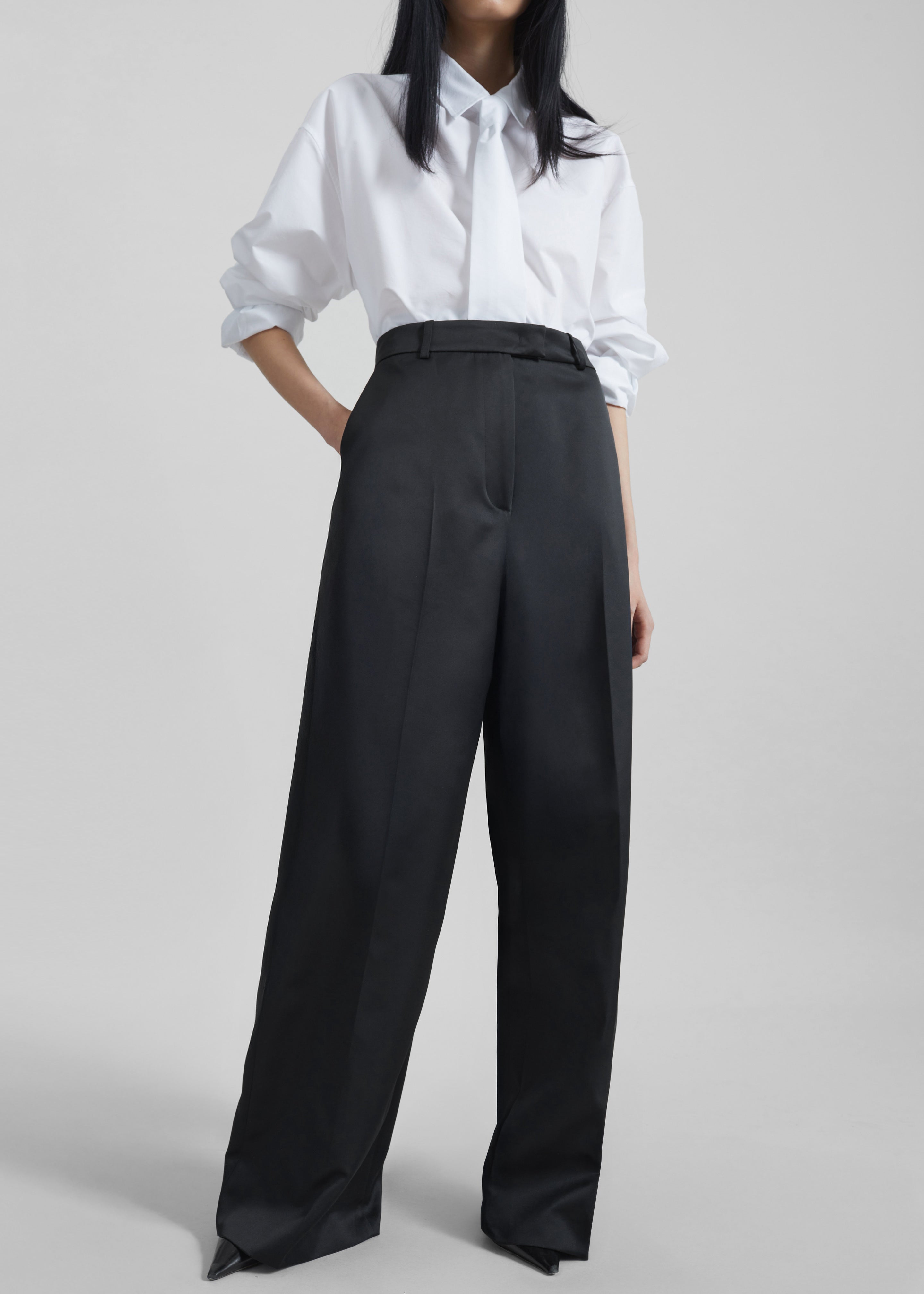 Brickell Satin Trousers - Black - 4