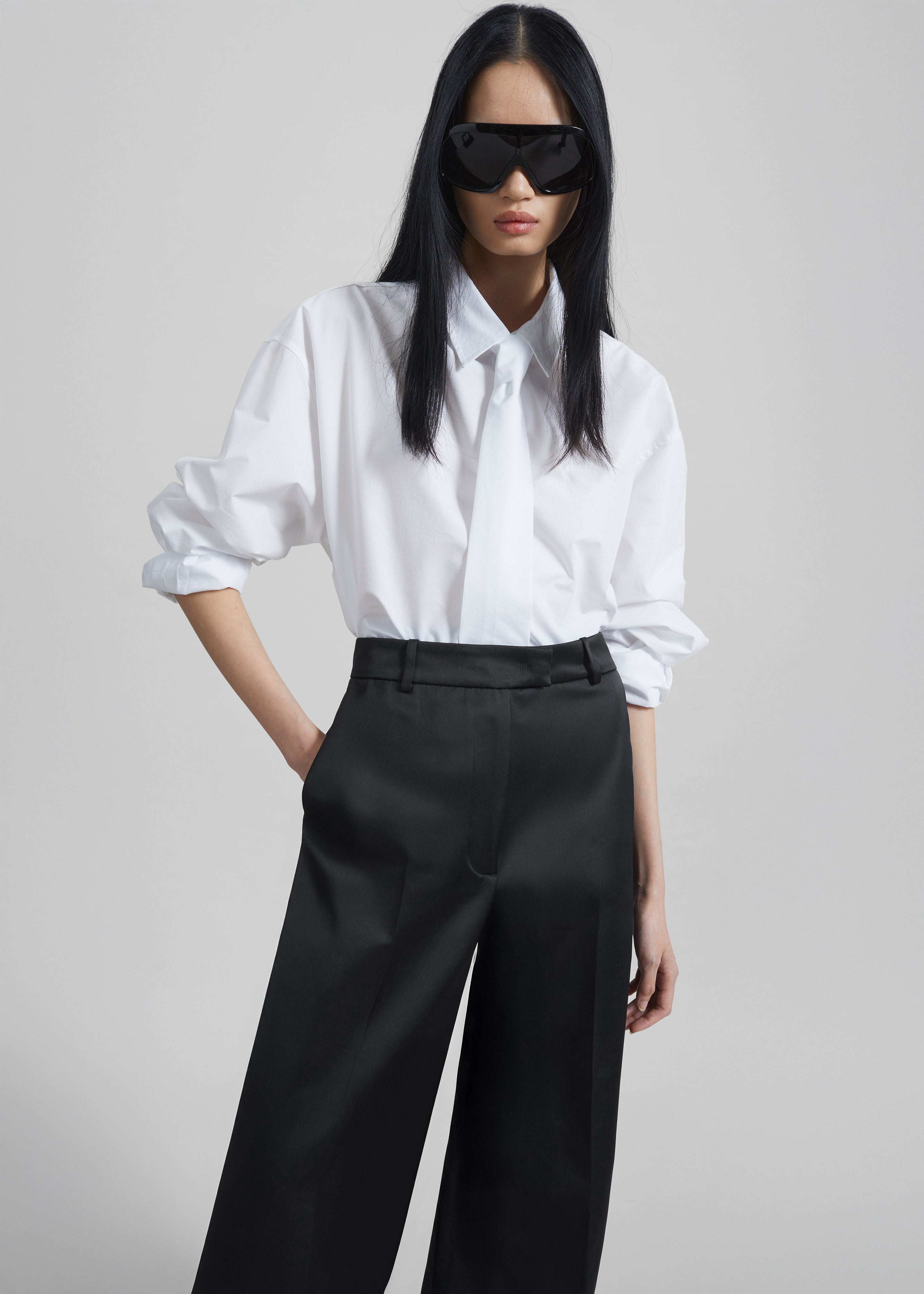 Brickell Satin Trousers - Black - 8