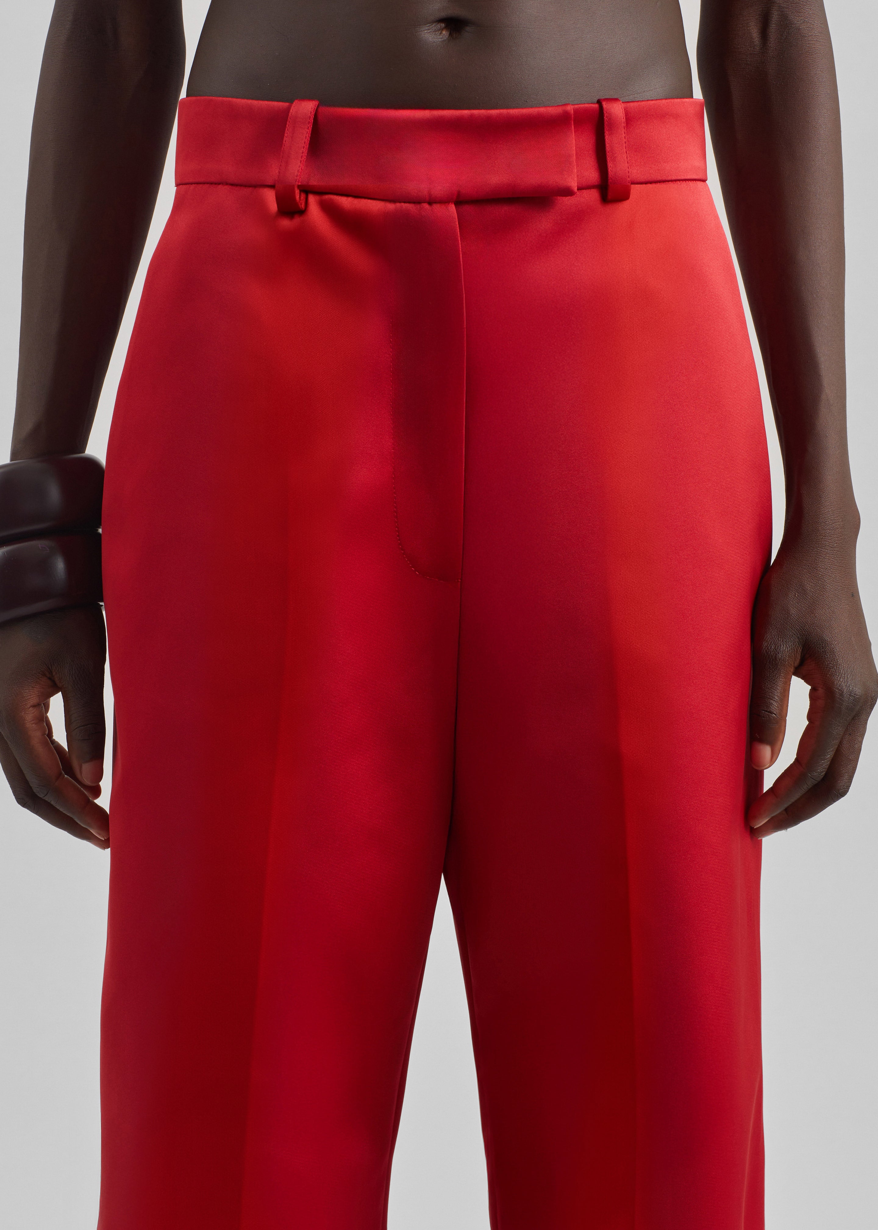 Brickell Satin Trousers - Red - 3