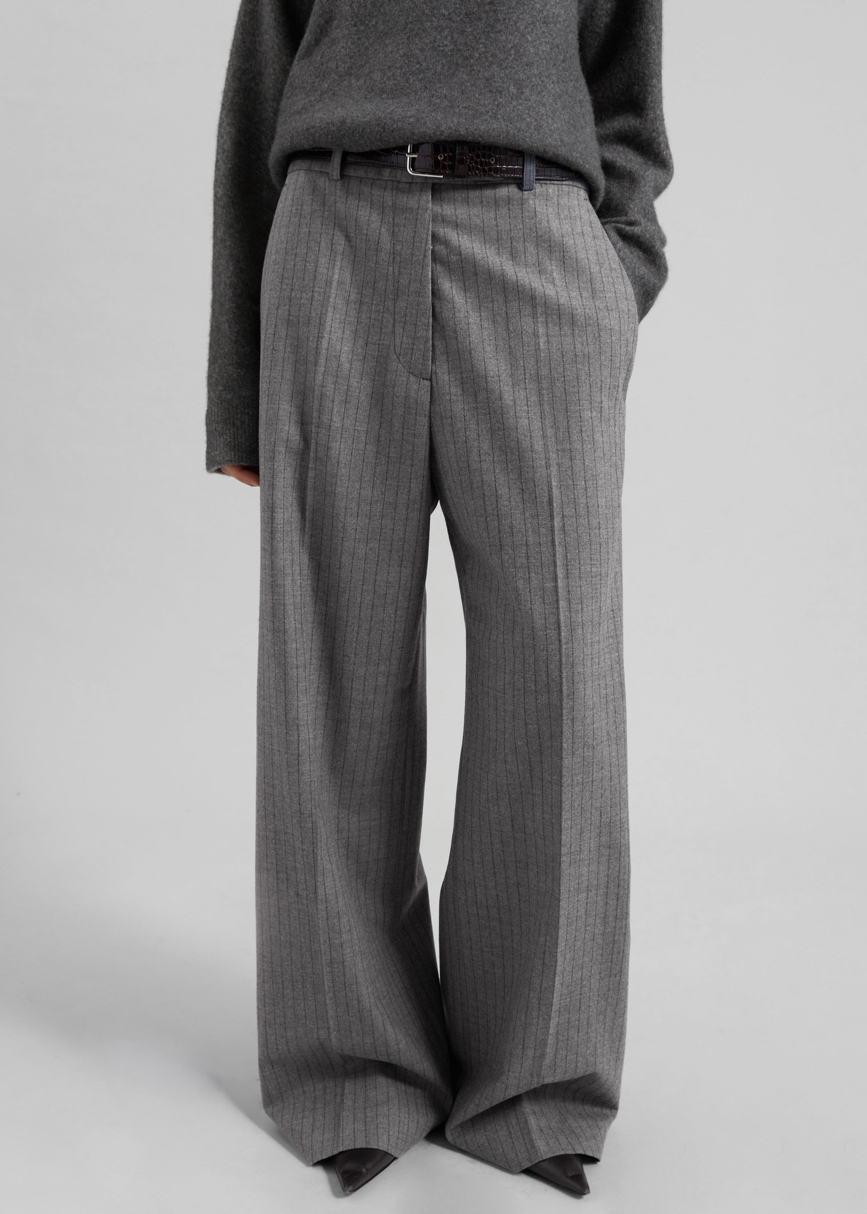 Brickell Striped Trousers - Grey/Brown – The Frankie Shop
