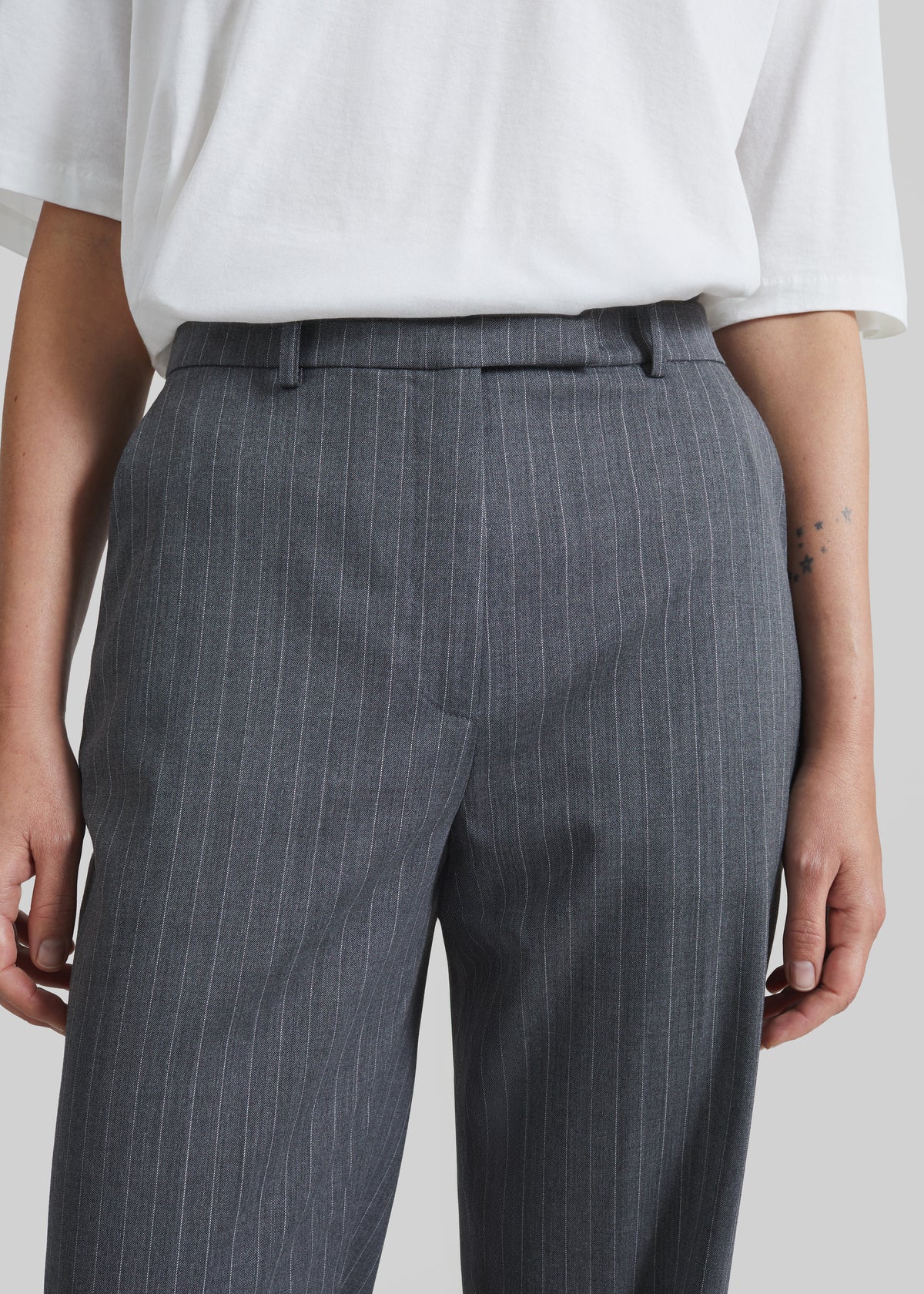 Brickell Trousers - Grey/White Pinstripe