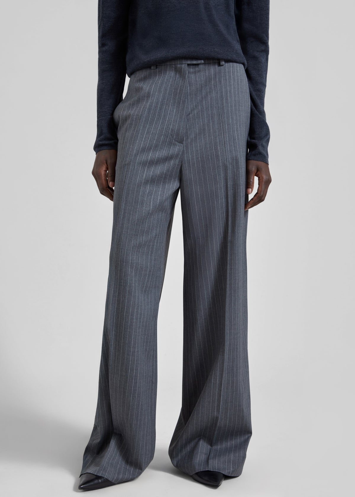 Brickell Trousers - Grey/White Pinstripe