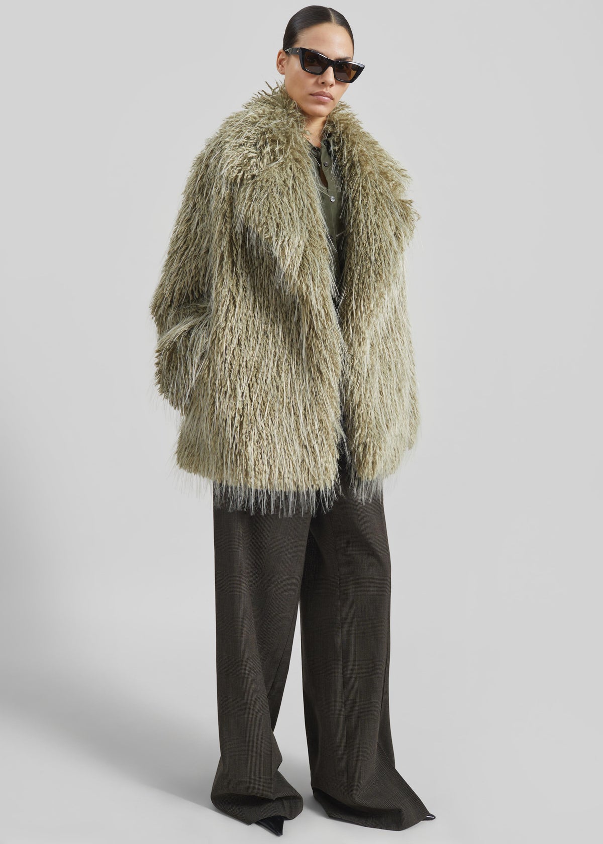 Brina Faux Fur Coat - Sage - 6
