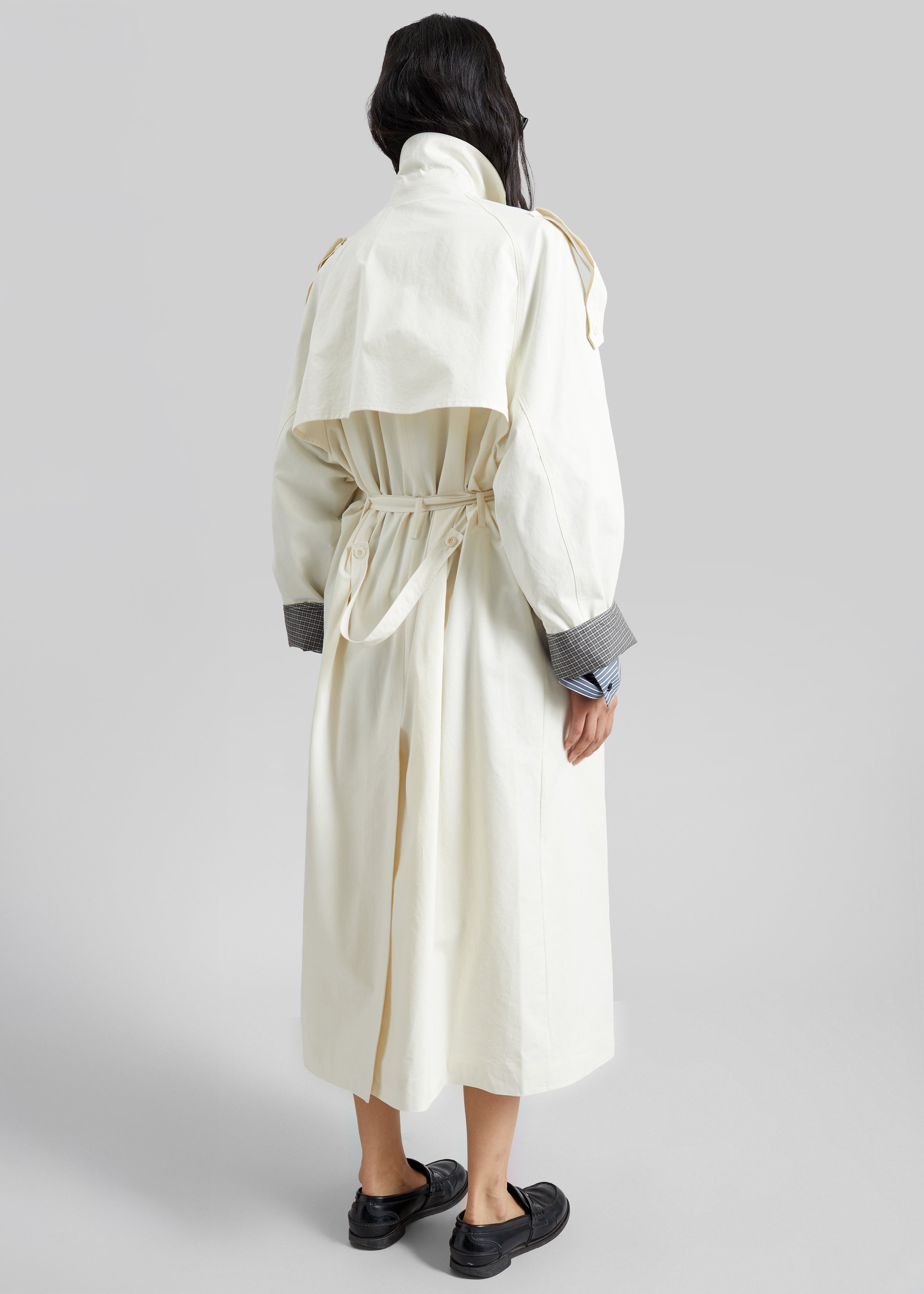 Brion Contrast Cuff Trench Coat - Cream - 7
