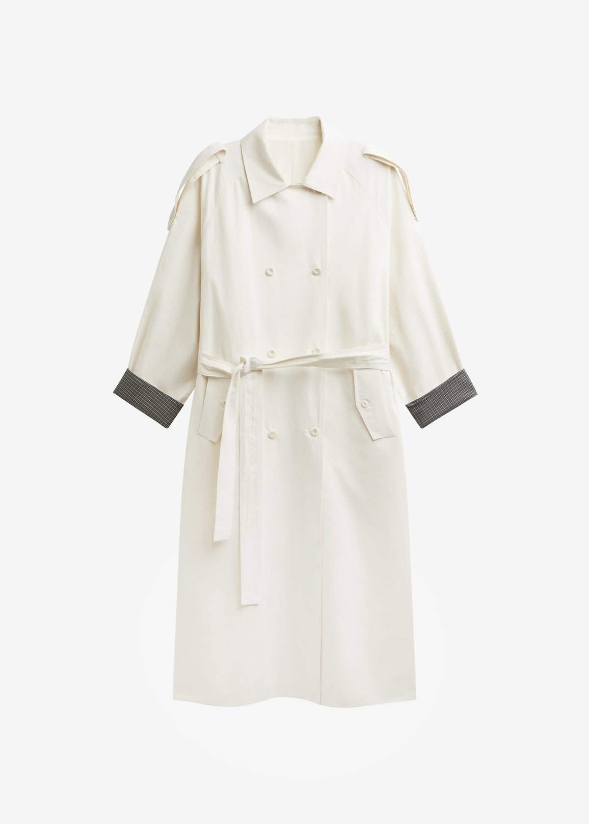 Brion Contrast Cuff Trench Coat - Cream - 8