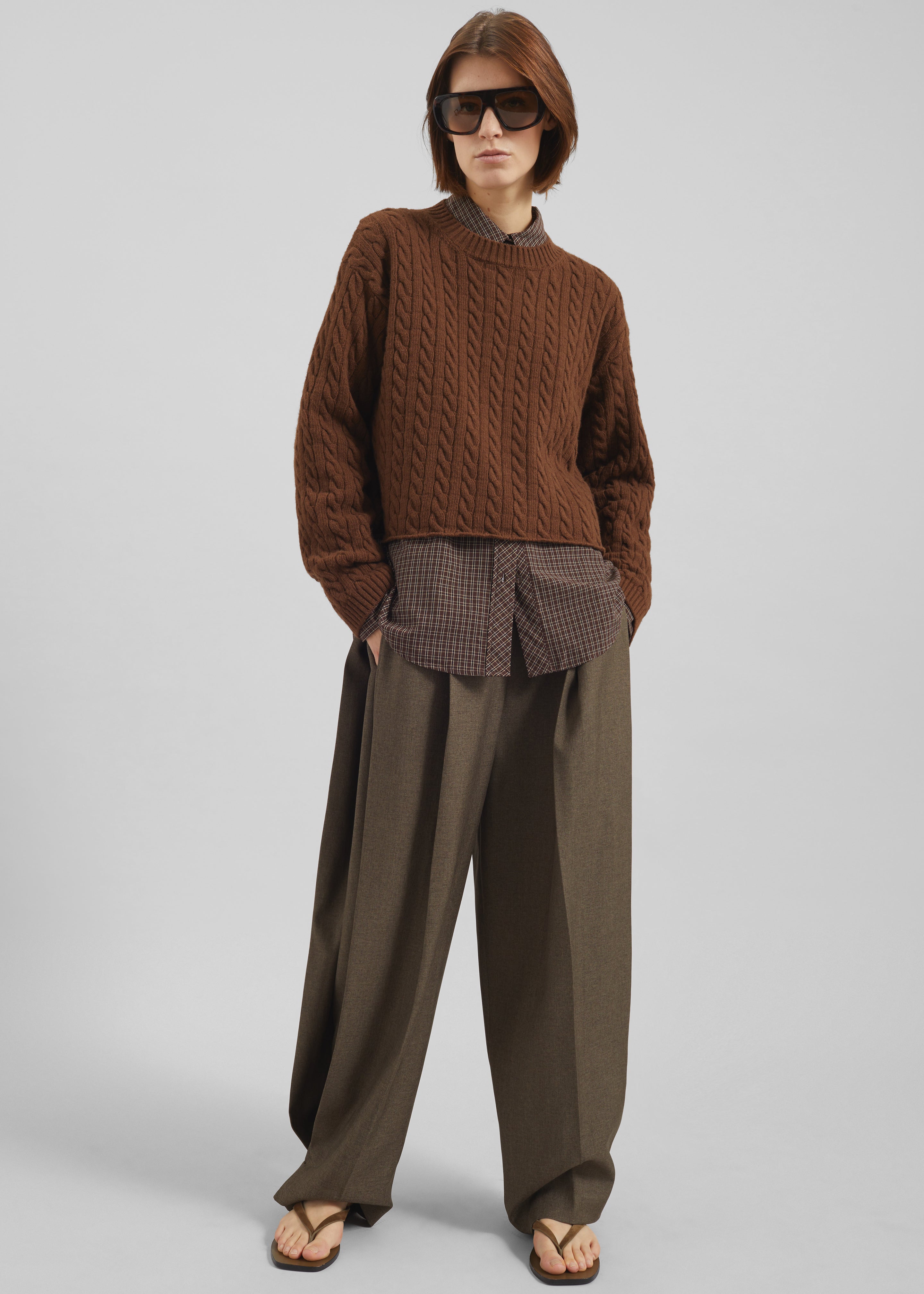 Brisbane Cropped Boxy Sweater - Brown - 6