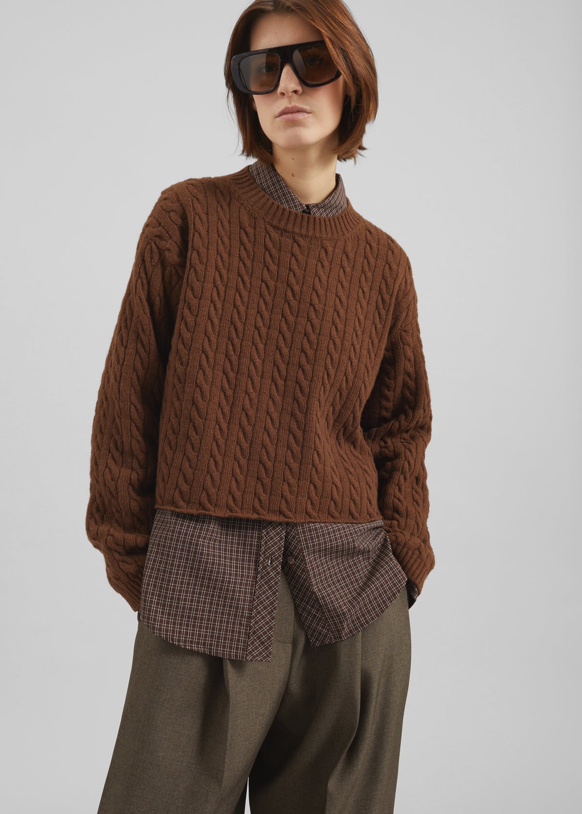 Brisbane Cropped Boxy Sweater - Brown - 2