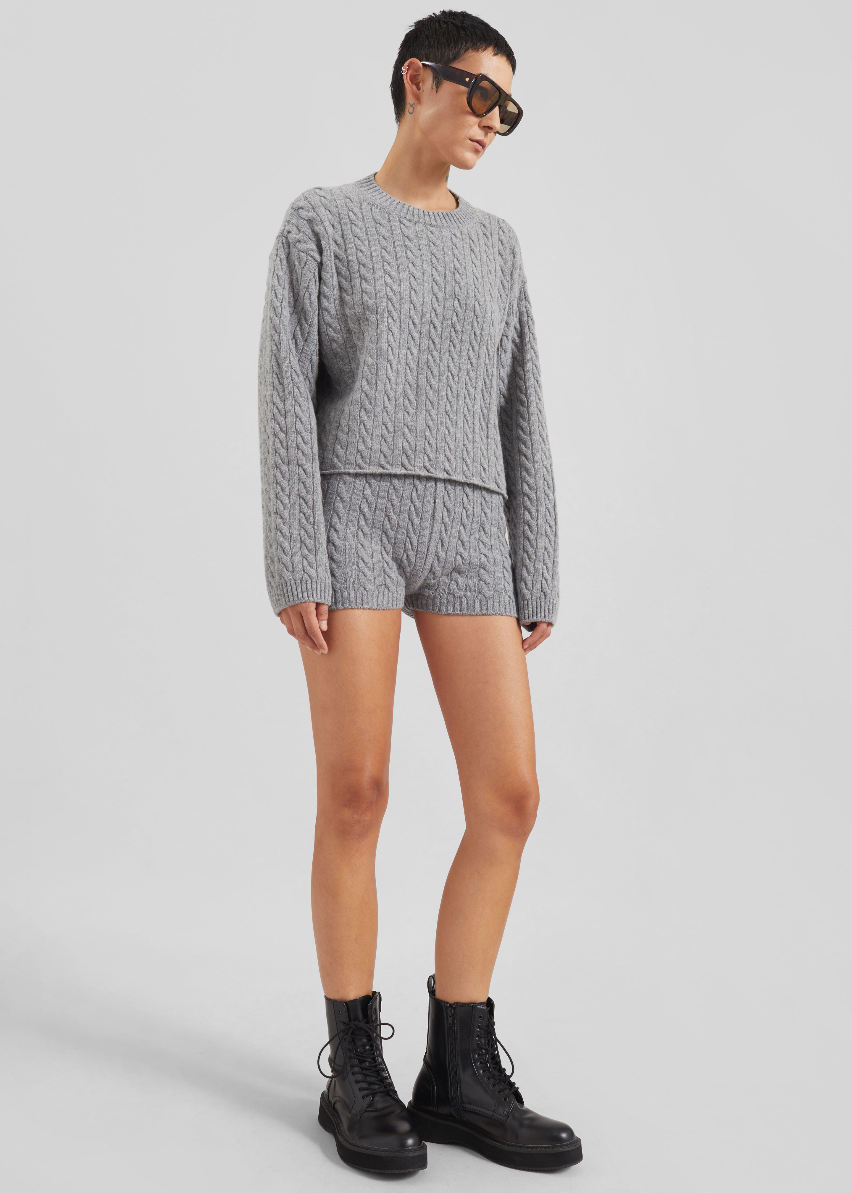 【louren】basket short knit Brisbane Knit Mini Shorts - Grey – The Frankie Shop