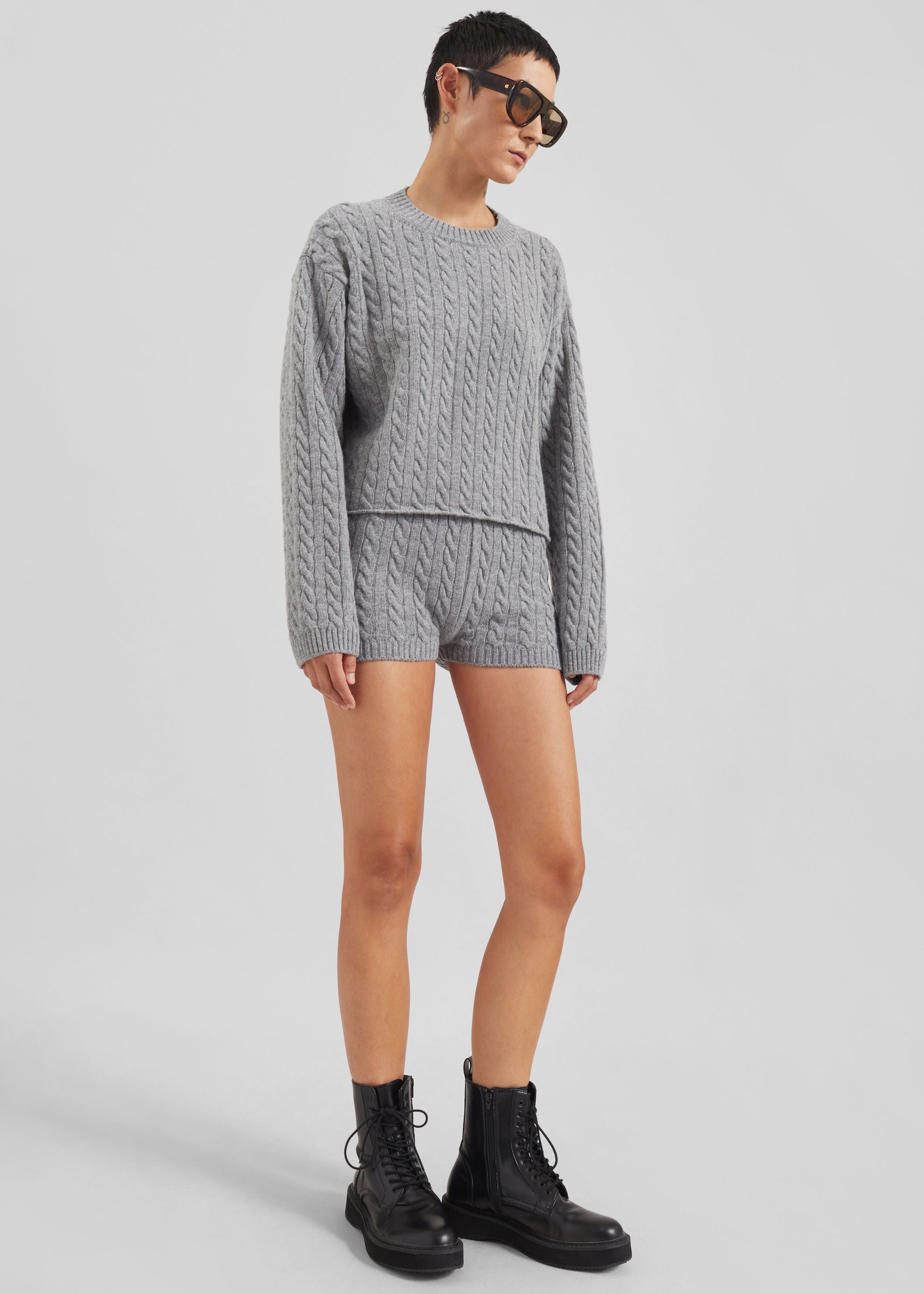 Shop the look image for Brisbane Cropped Boxy Sweater - Grey