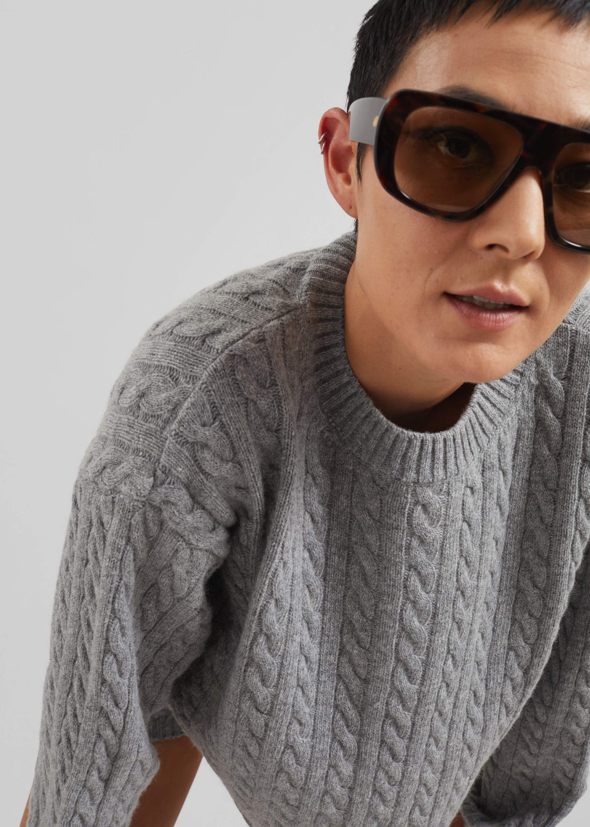 Brisbane Cropped Boxy Sweater - Grey - 4