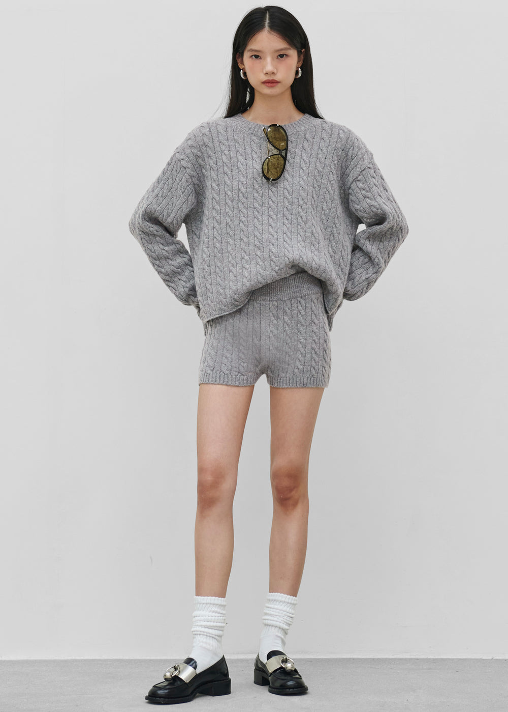 Brisbane Cropped Boxy Sweater - Grey - 1