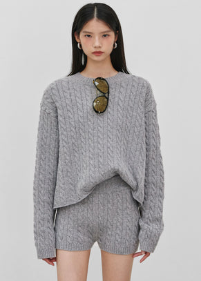 Brisbane Cropped Boxy Sweater - Grey