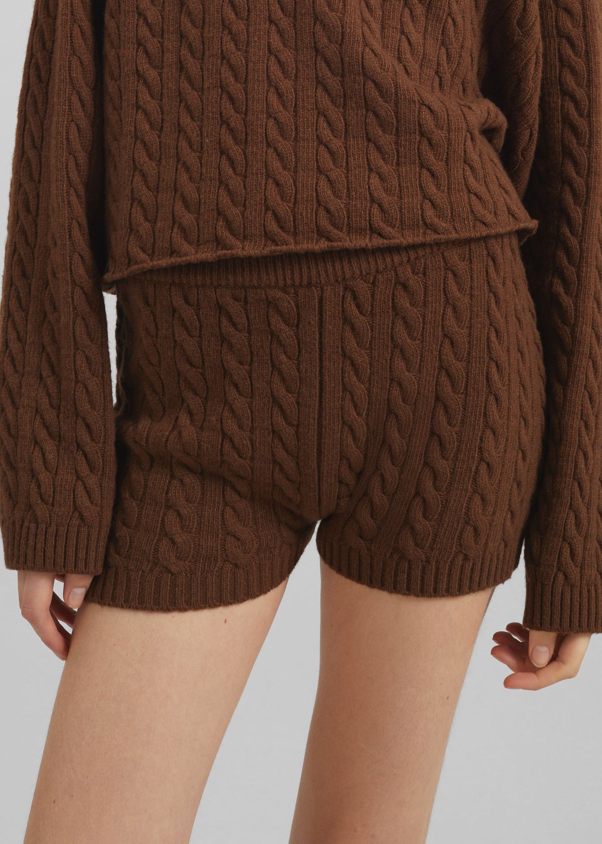 Brisbane Knit Mini Shorts - Brown - 4