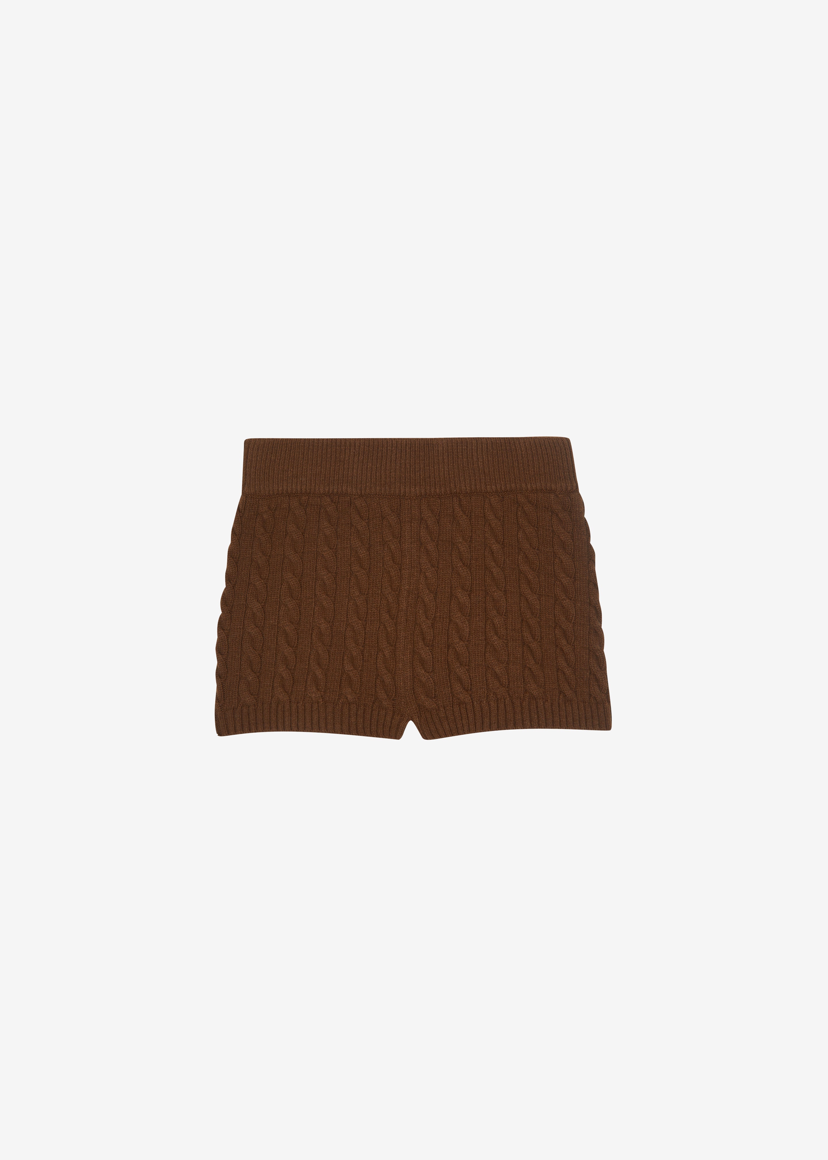 Brisbane Knit Mini Shorts - Brown - 7