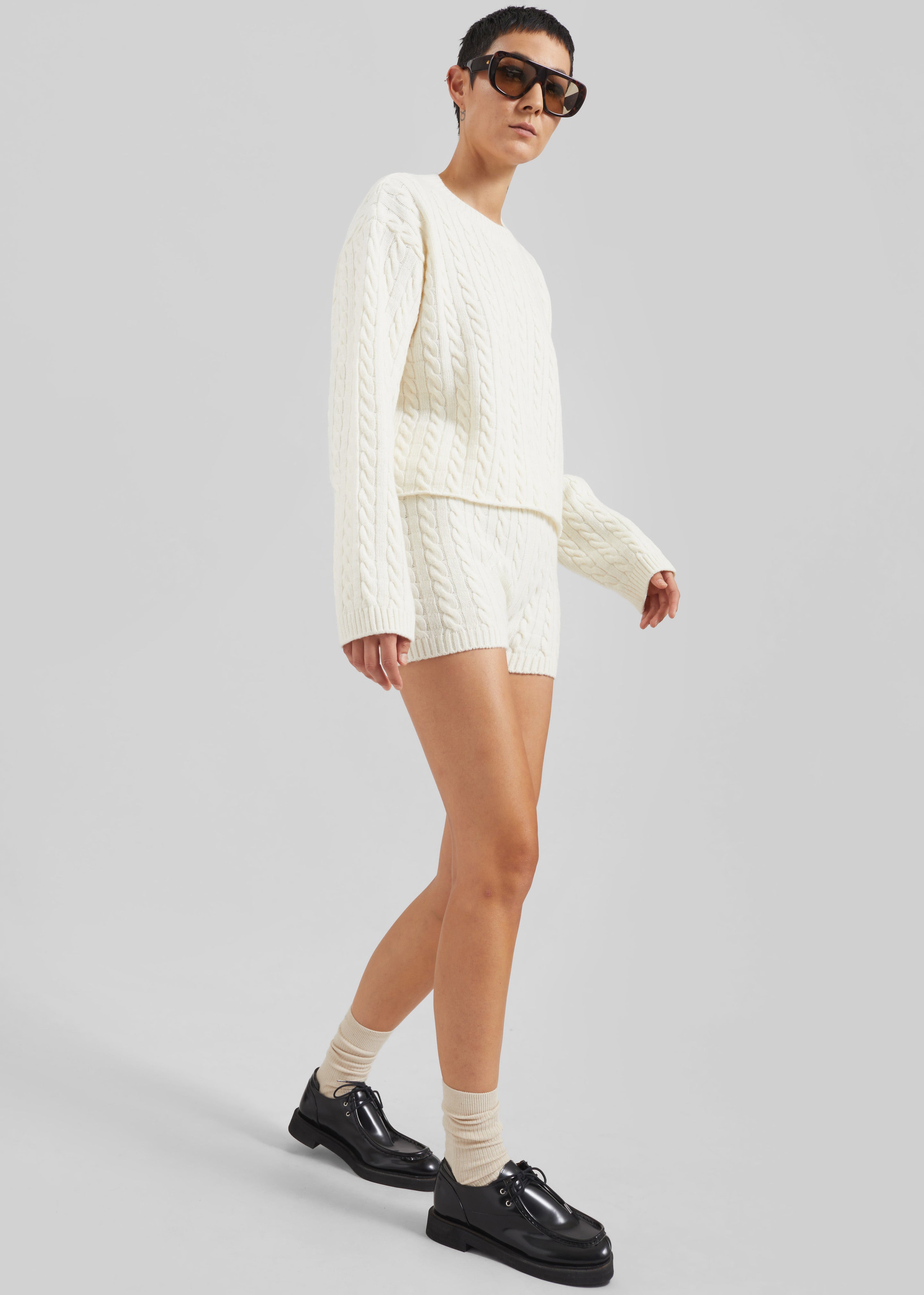 Brisbane Knit Mini Shorts - White - 1