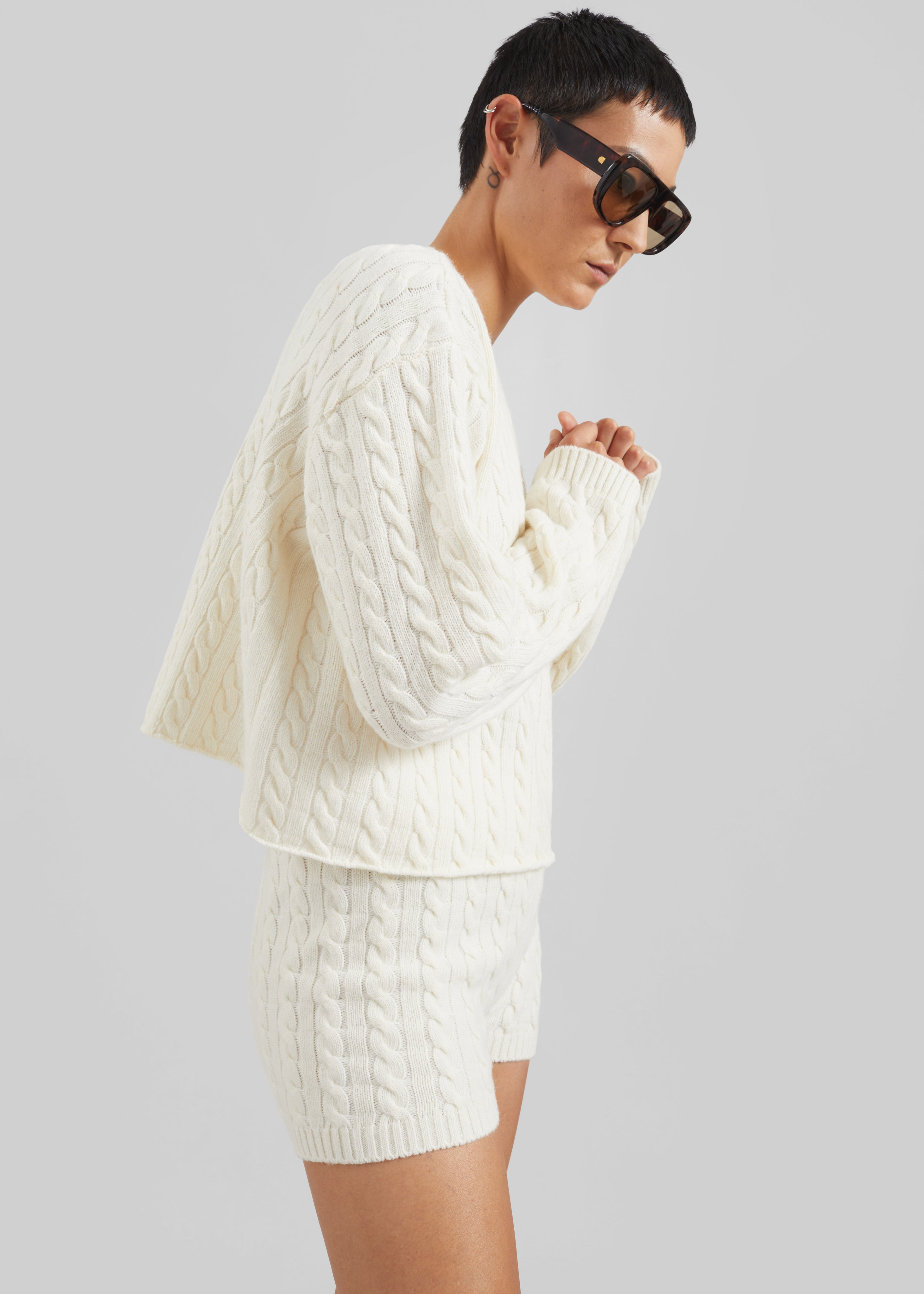 ニット/セーター louren basket short knit Brisbane Knit Mini Shorts - Brown – The Frankie Shop
