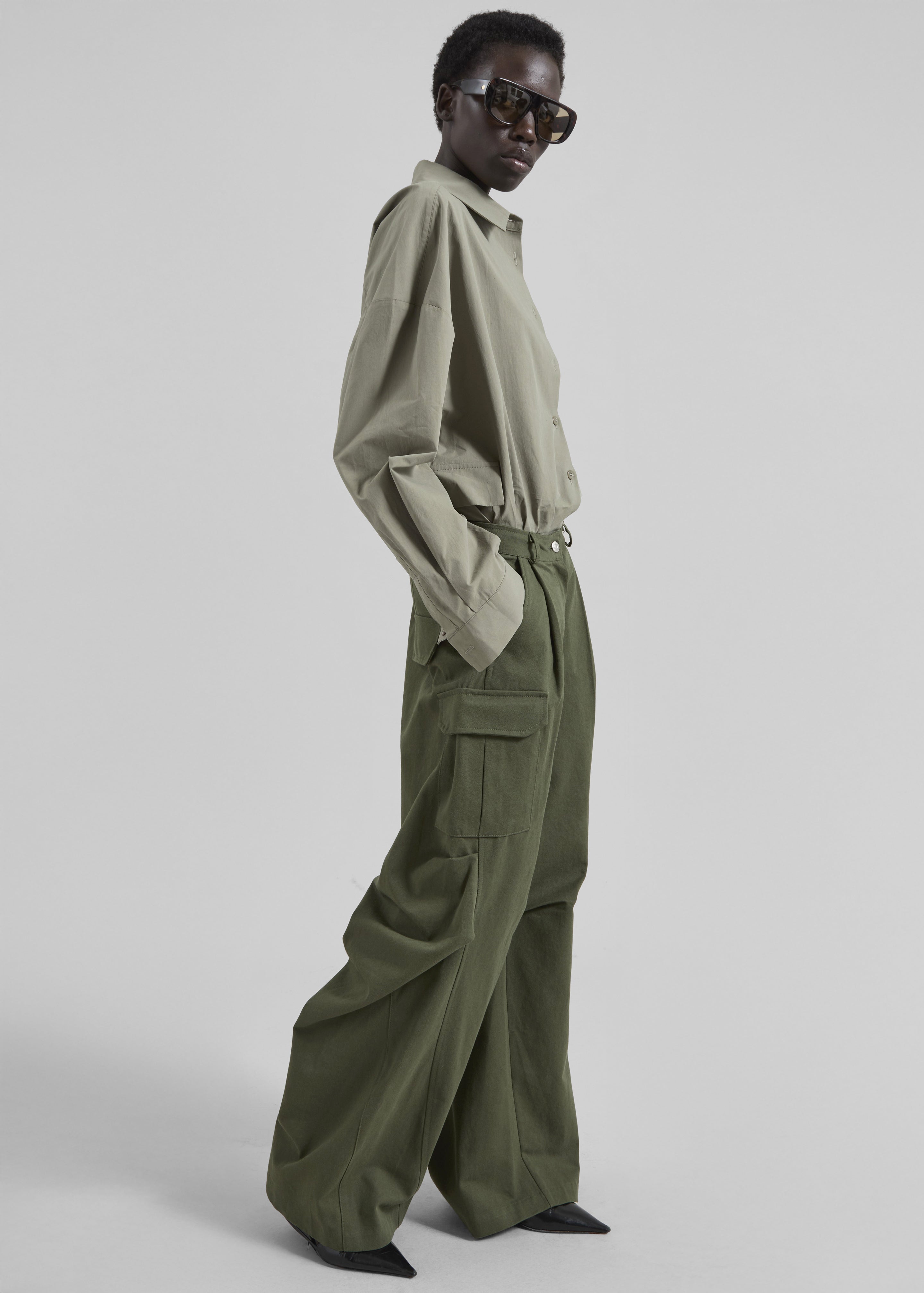 Bronte Cargo Pants - Army Green - 1