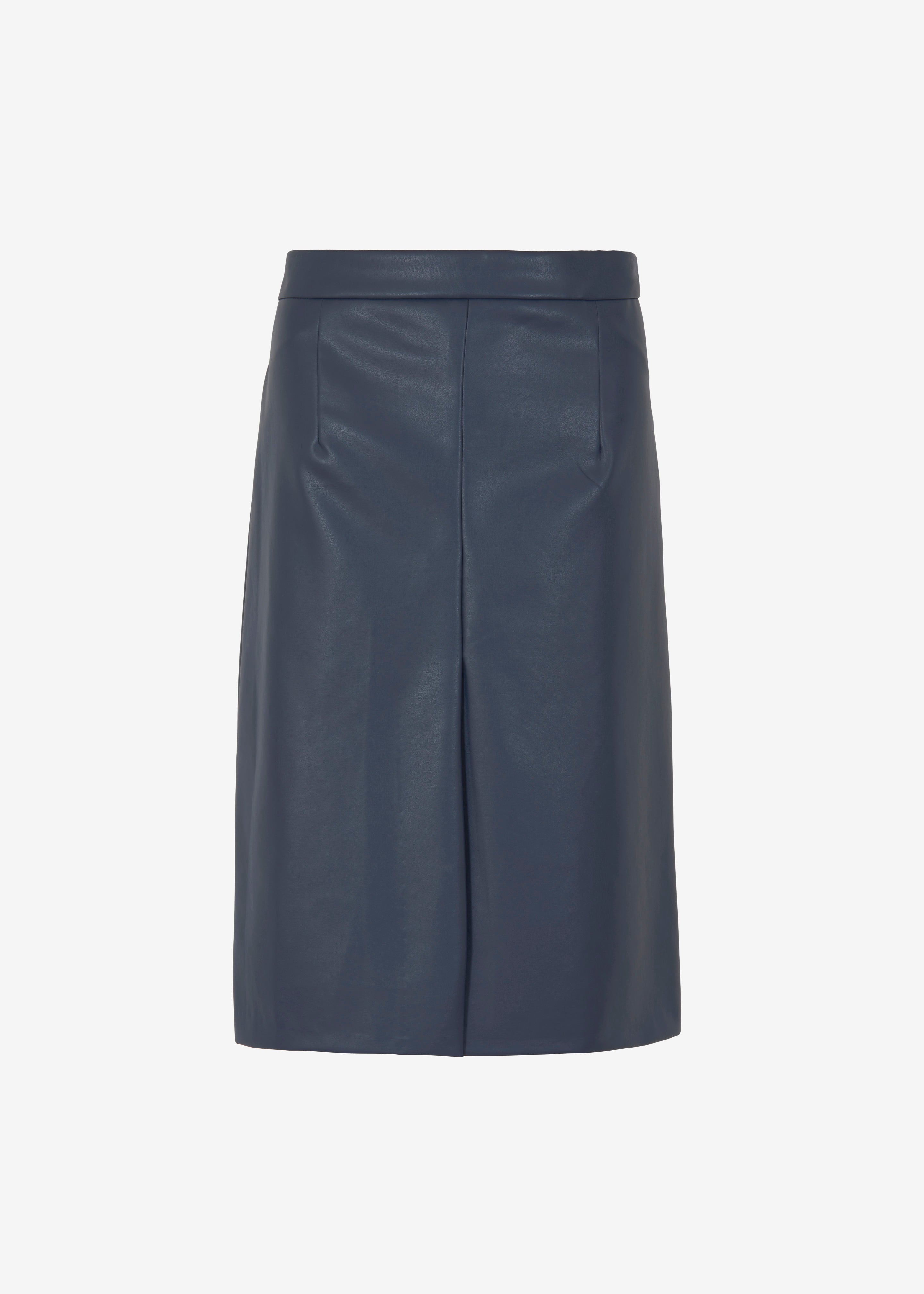 Brooklyn Faux Leather Midi Skirt - Navy - 8