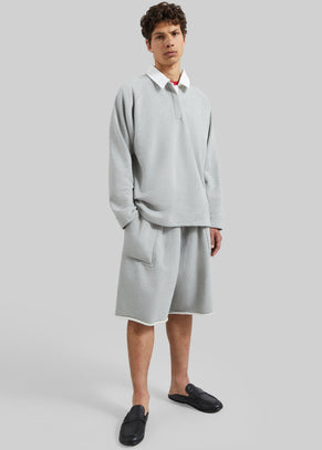 Bruino Contrast Collar Polo Sweatshirt - Light Grey
