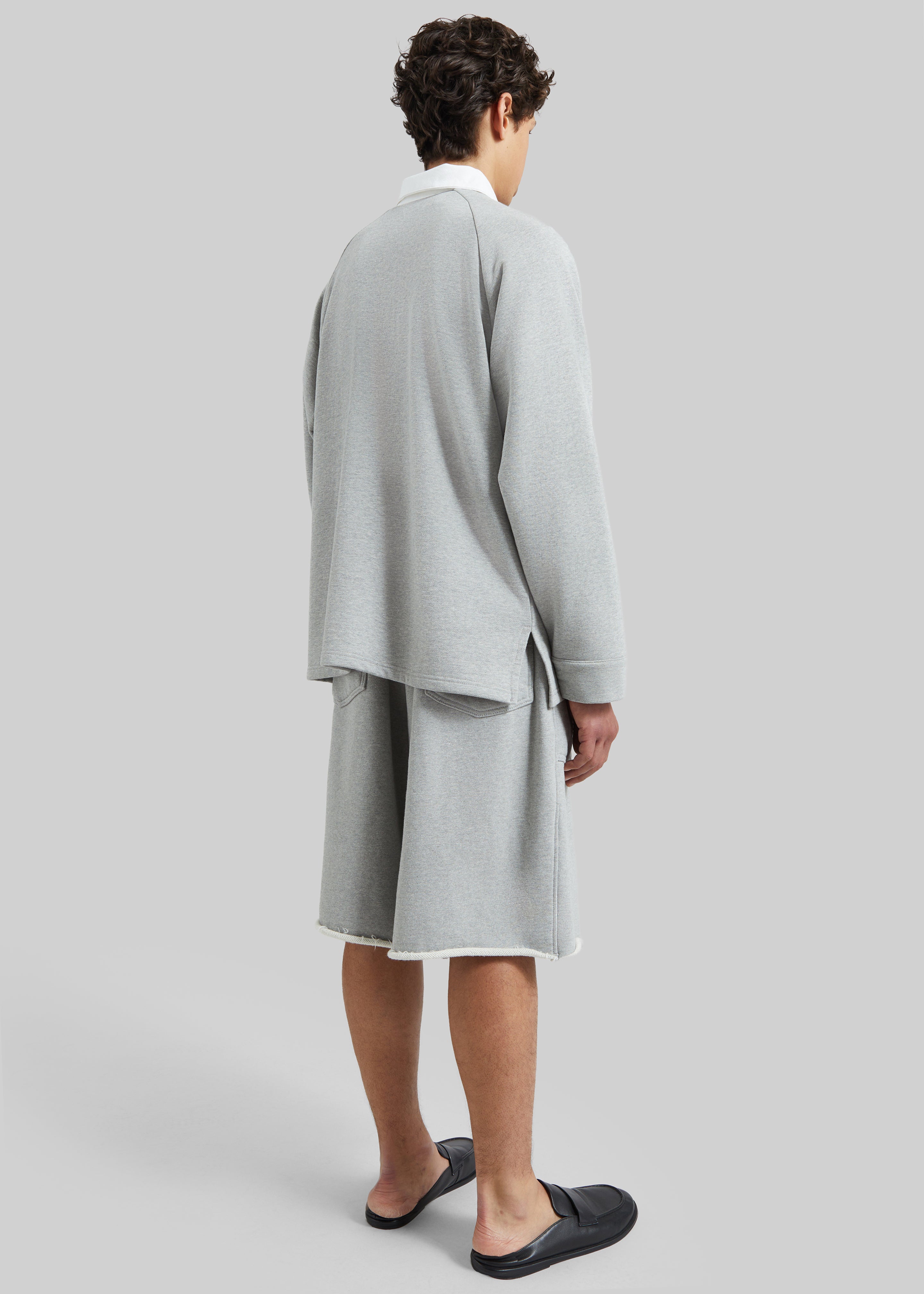 Bruino Contrast Collar Polo Sweatshirt - Light Grey - 5