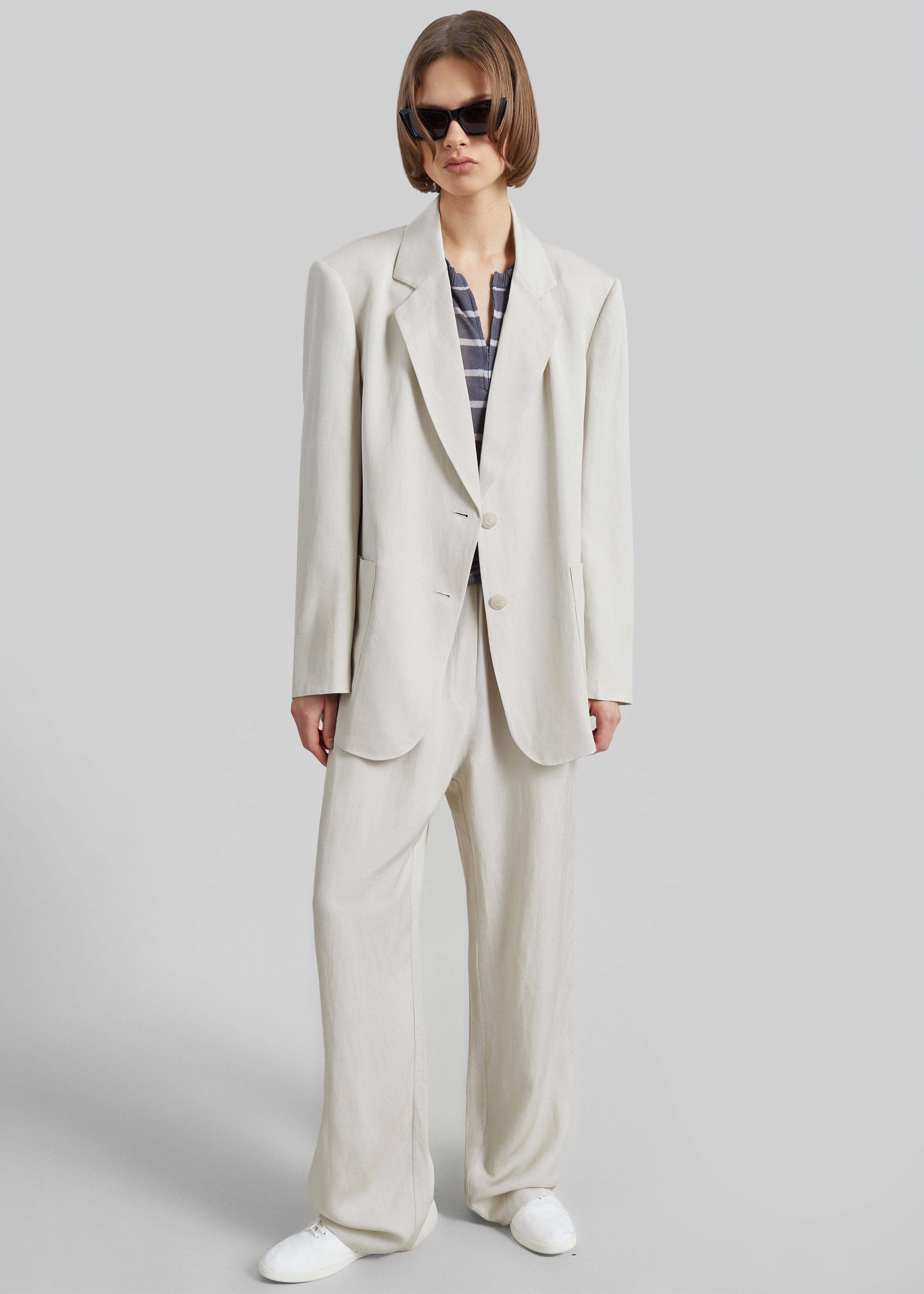 Bruna Linen Soft Blazer - Light Beige - 1