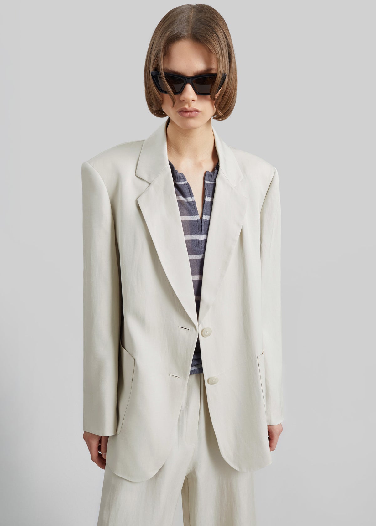 Bruna Linen Soft Blazer - Light Beige - 5