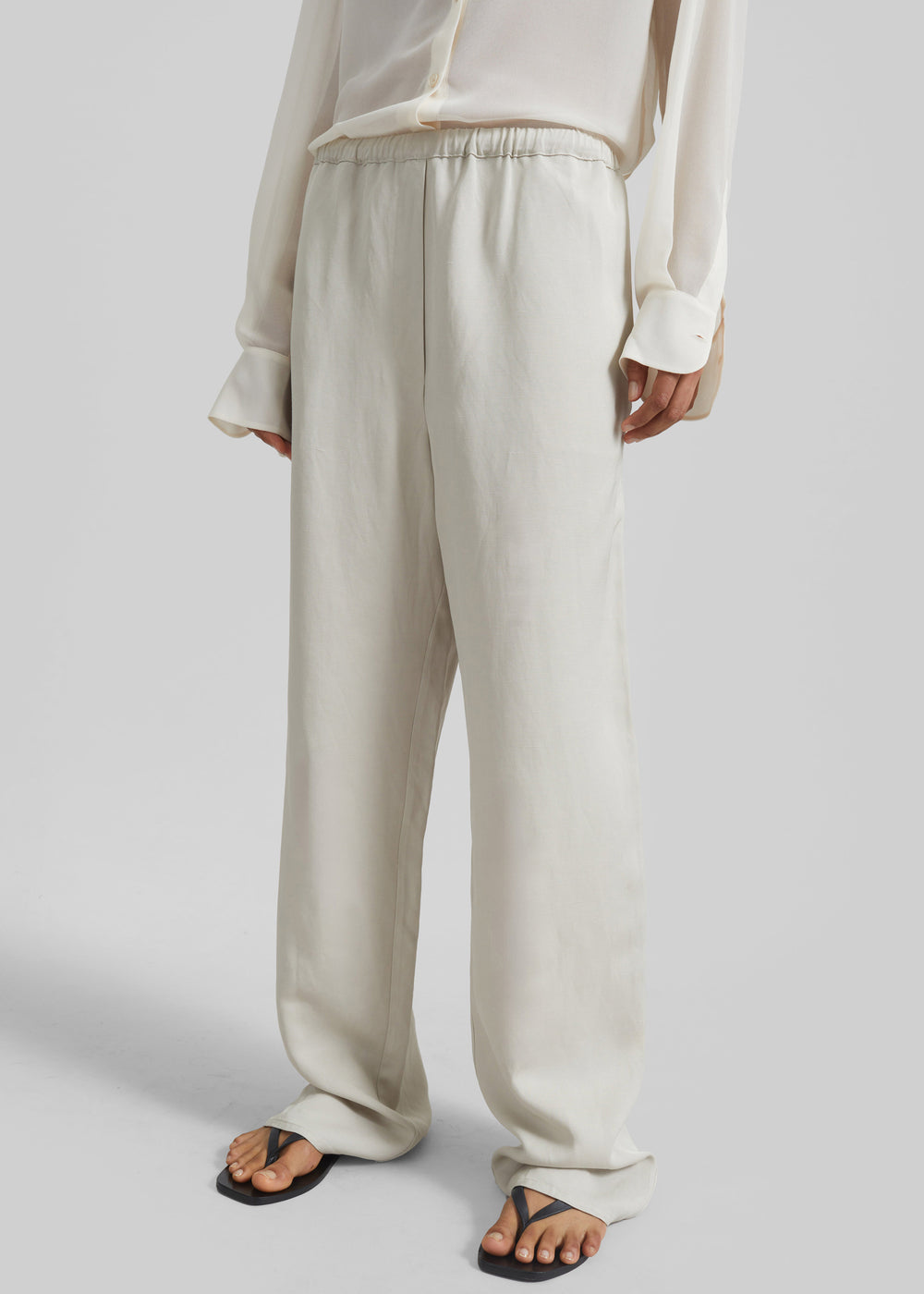 Bruna Linen Soft Pants - Light Beige - 1