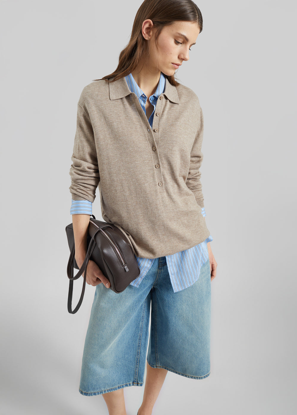 Brunoy Denim Culottes - Light Wash - 1