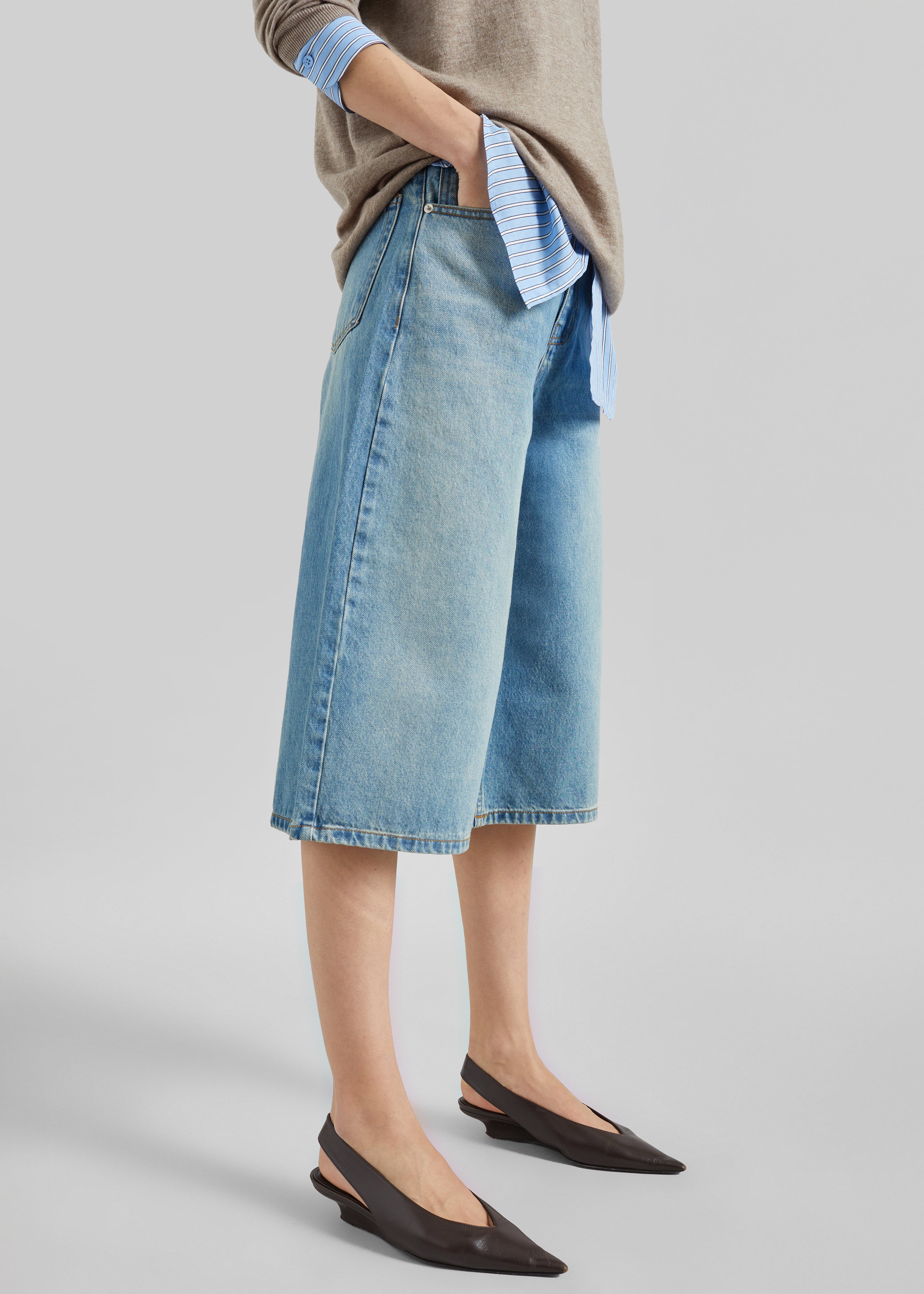 Brunoy Denim Culottes - Light Wash - 8