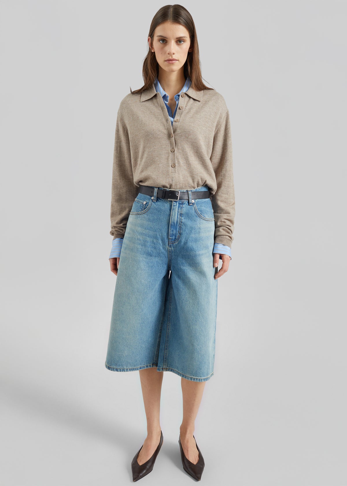 Brunoy Denim Culottes - Light Wash - 5