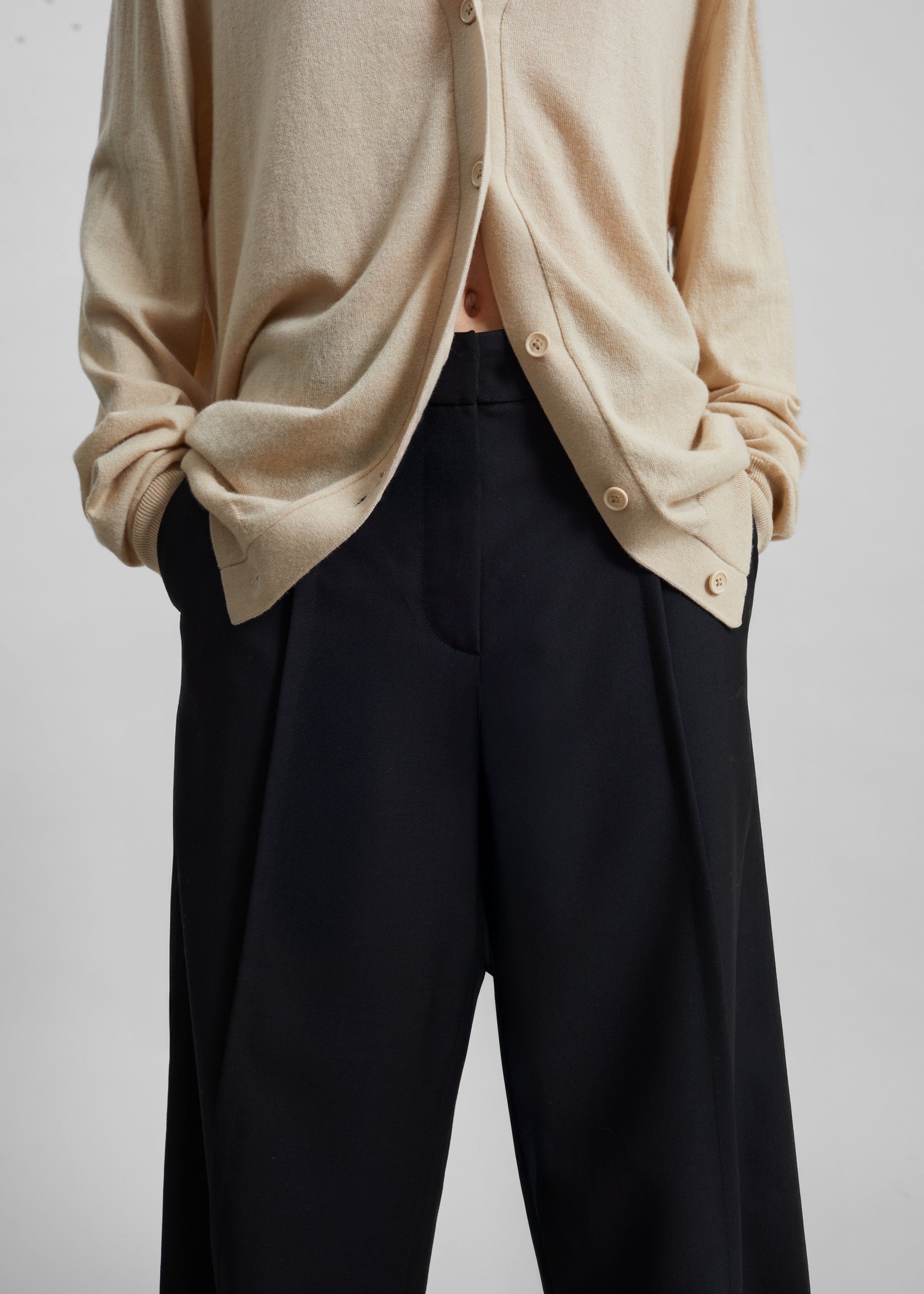 Brya Piped Trousers - Black - 3