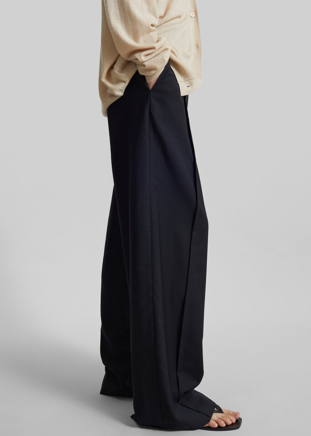 Brya Piped Trousers - Black - 1