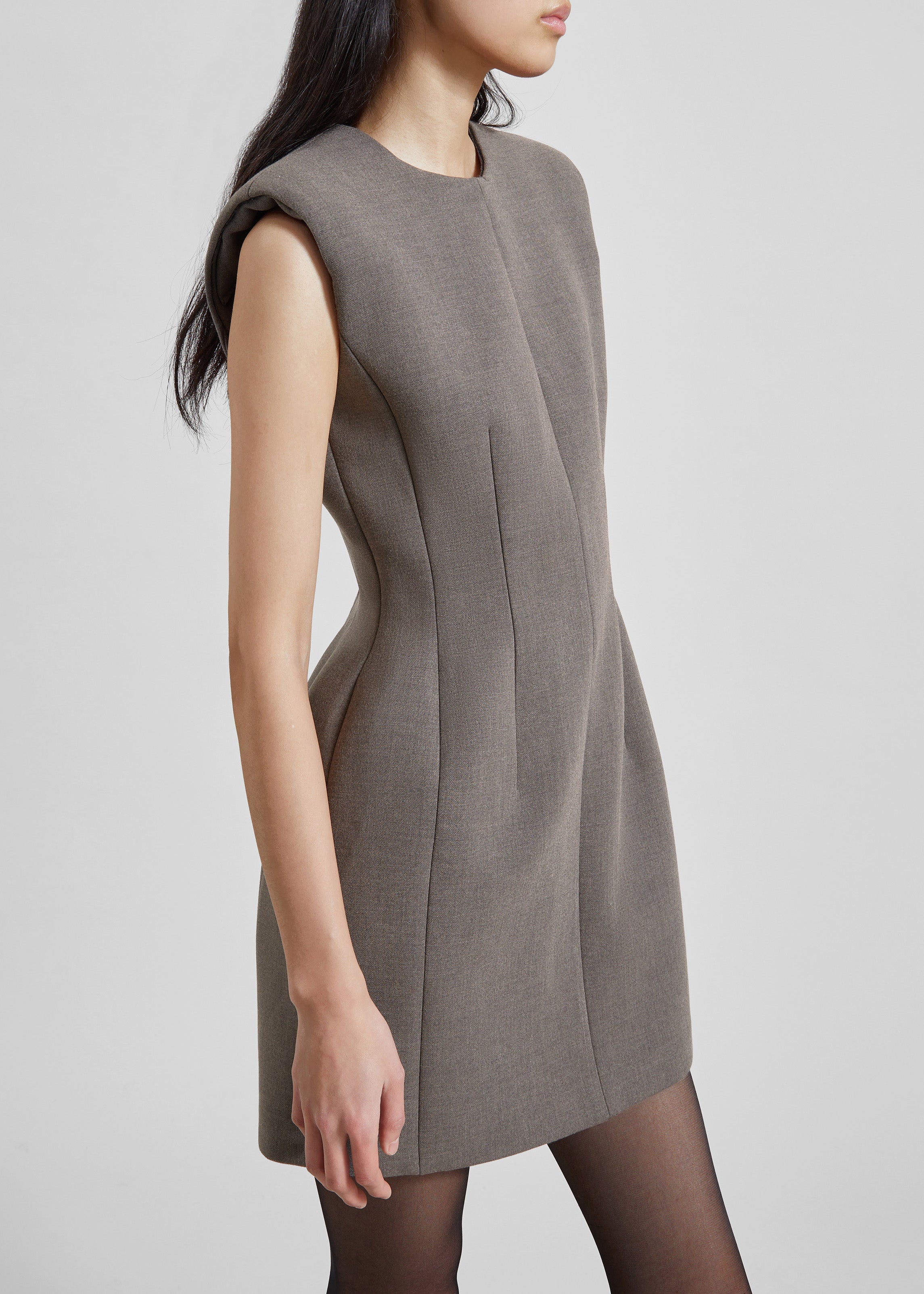 Bryn Cinched Mini Dress - Taupe Melange - 4