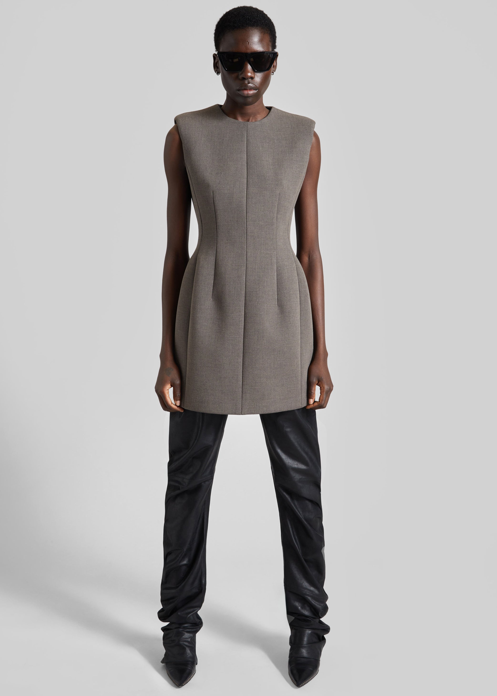 Shop the look image for Bryn Cinched Mini Dress - Taupe Melange