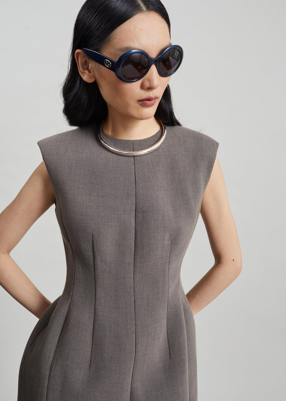 Bryn Cinched Mini Dress - Taupe Melange