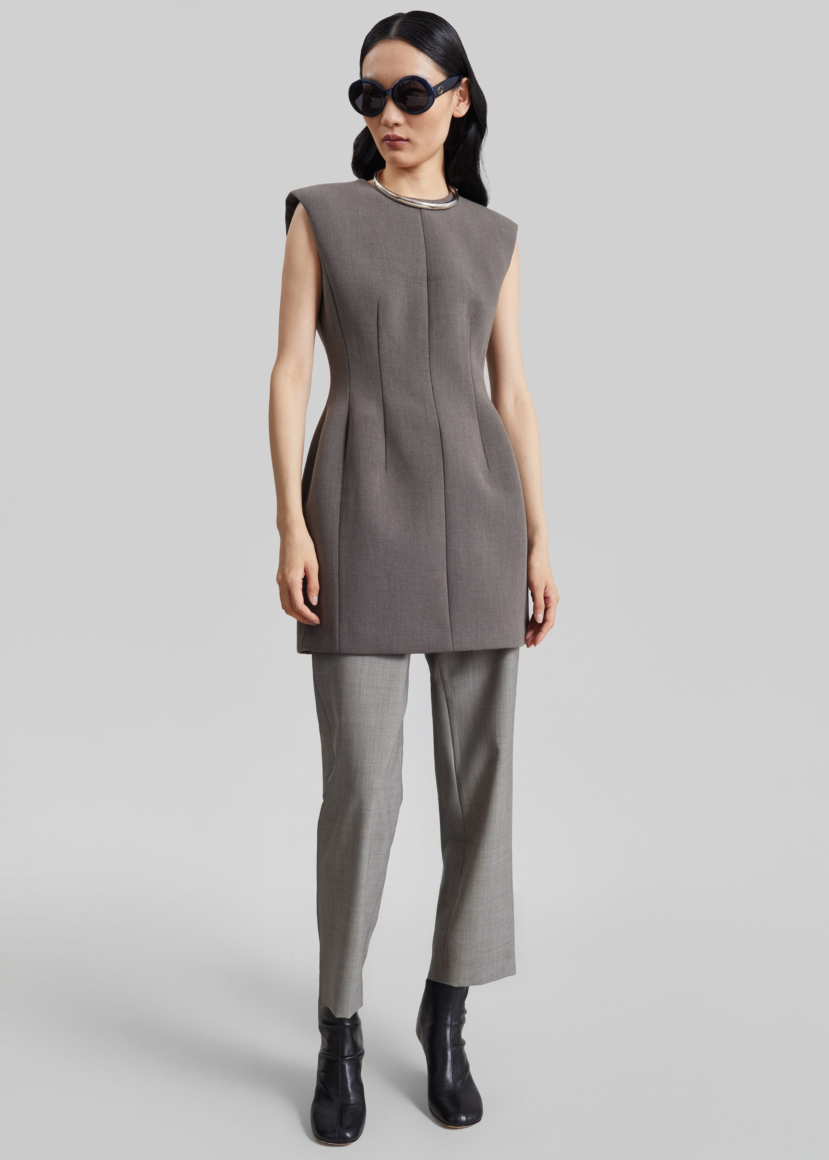 Bryn Cinched Mini Dress - Taupe Melange - 7